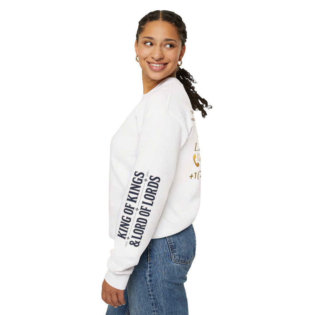 Christian Jesus Is Lord Crewneck Sweatshirt — "¿Necesitas Libertad / Liberación?" Spiritual Outreach Design