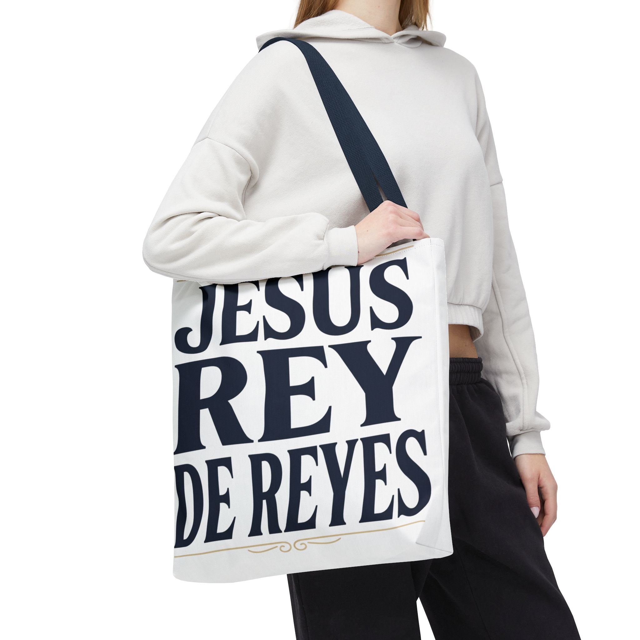 Jesus Rey De Reyes Tote Bag – Inspirational 'Jesus Heals' Christian Canvas Tote