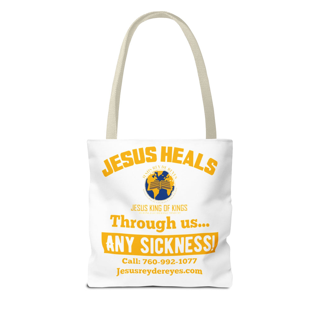 Jesus Rey De Reyes Tote Bag – Inspirational 'Jesus Heals' Christian Canvas Tote