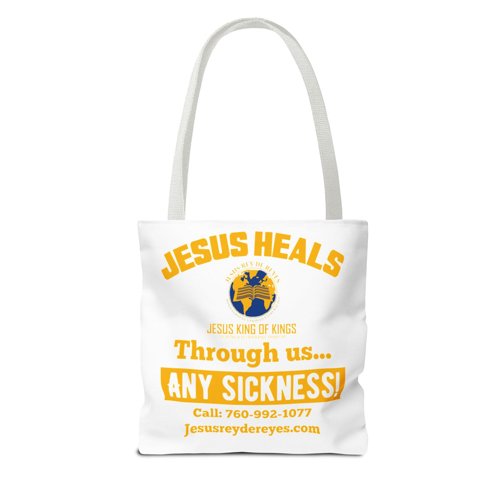 Jesus Rey De Reyes Tote Bag – Inspirational 'Jesus Heals' Christian Canvas Tote