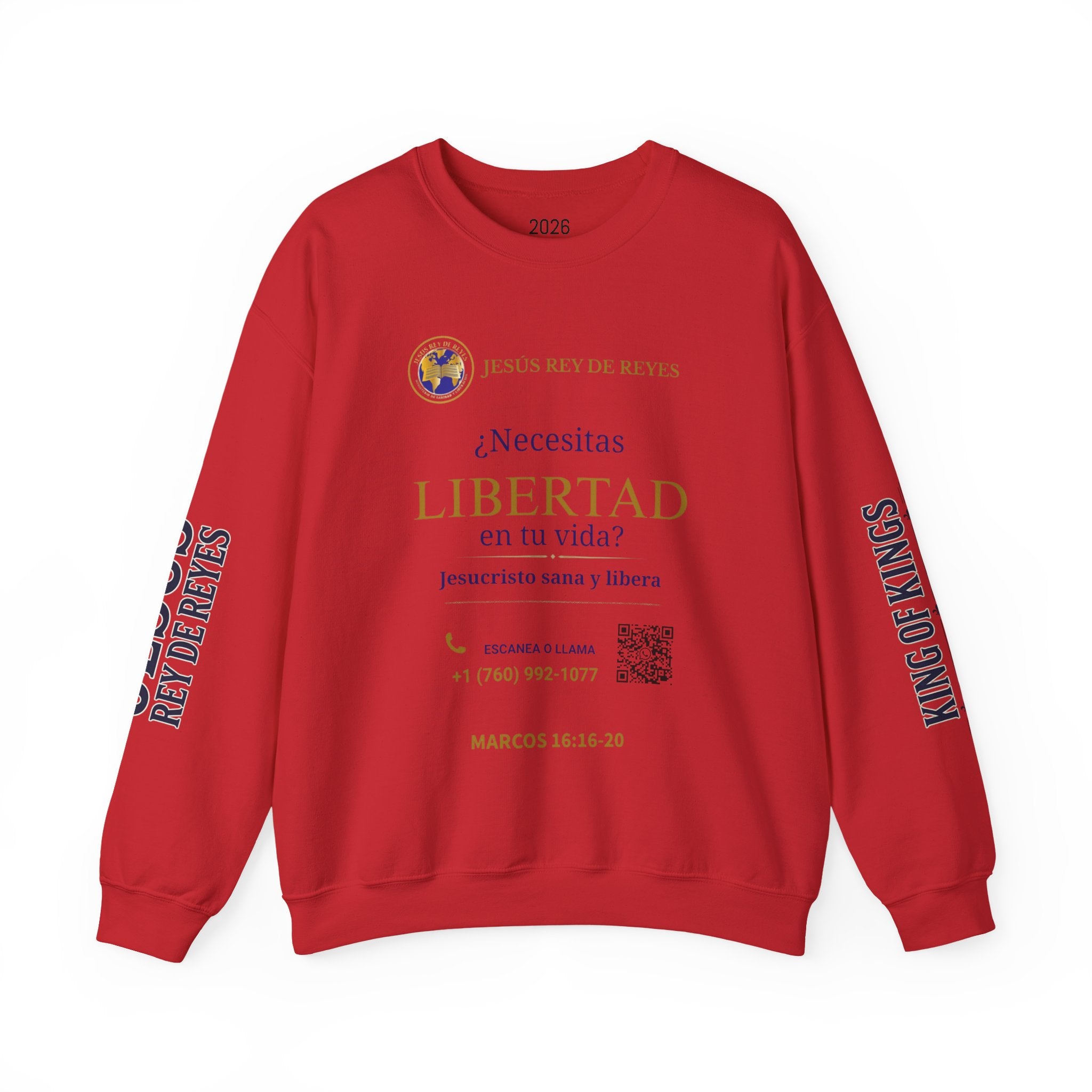 Christian Jesus Is Lord Crewneck Sweatshirt — "¿Necesitas Libertad / Liberación?" Spiritual Outreach Design