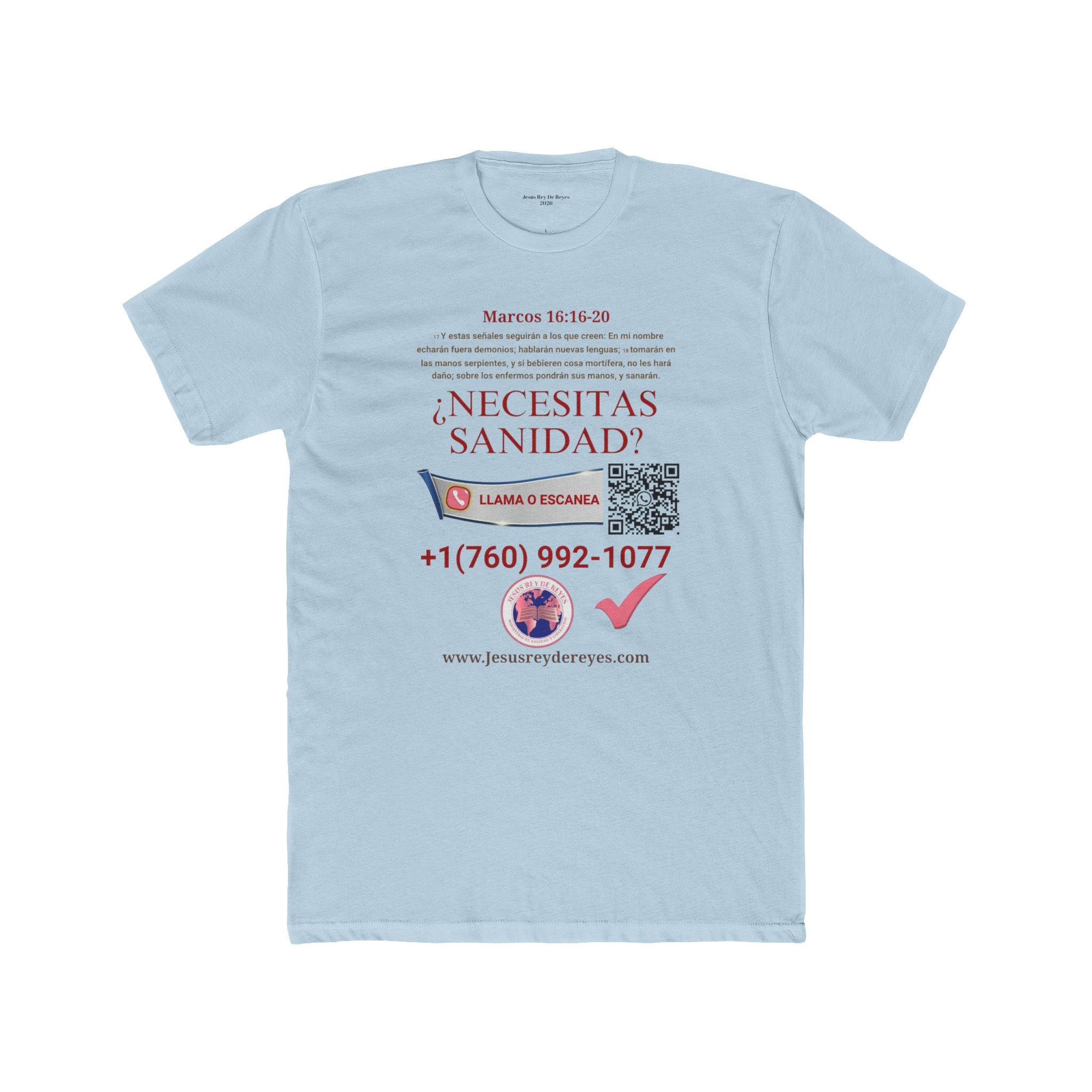 Religious Outreach Tee — "¿Necesitas Sanidad? / Liberación?" Contact Info Shirt