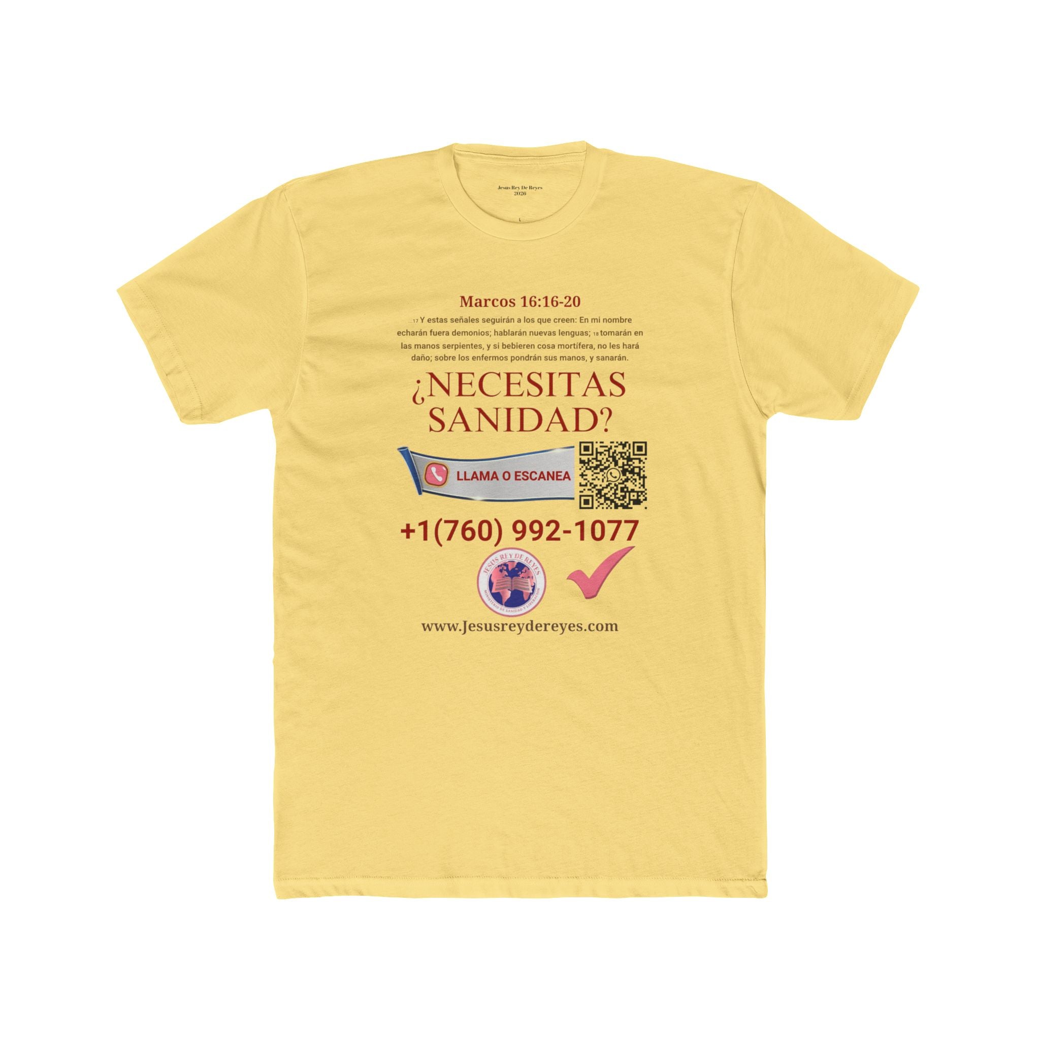 Religious Outreach Tee — "¿Necesitas Sanidad? / Liberación?" Contact Info Shirt