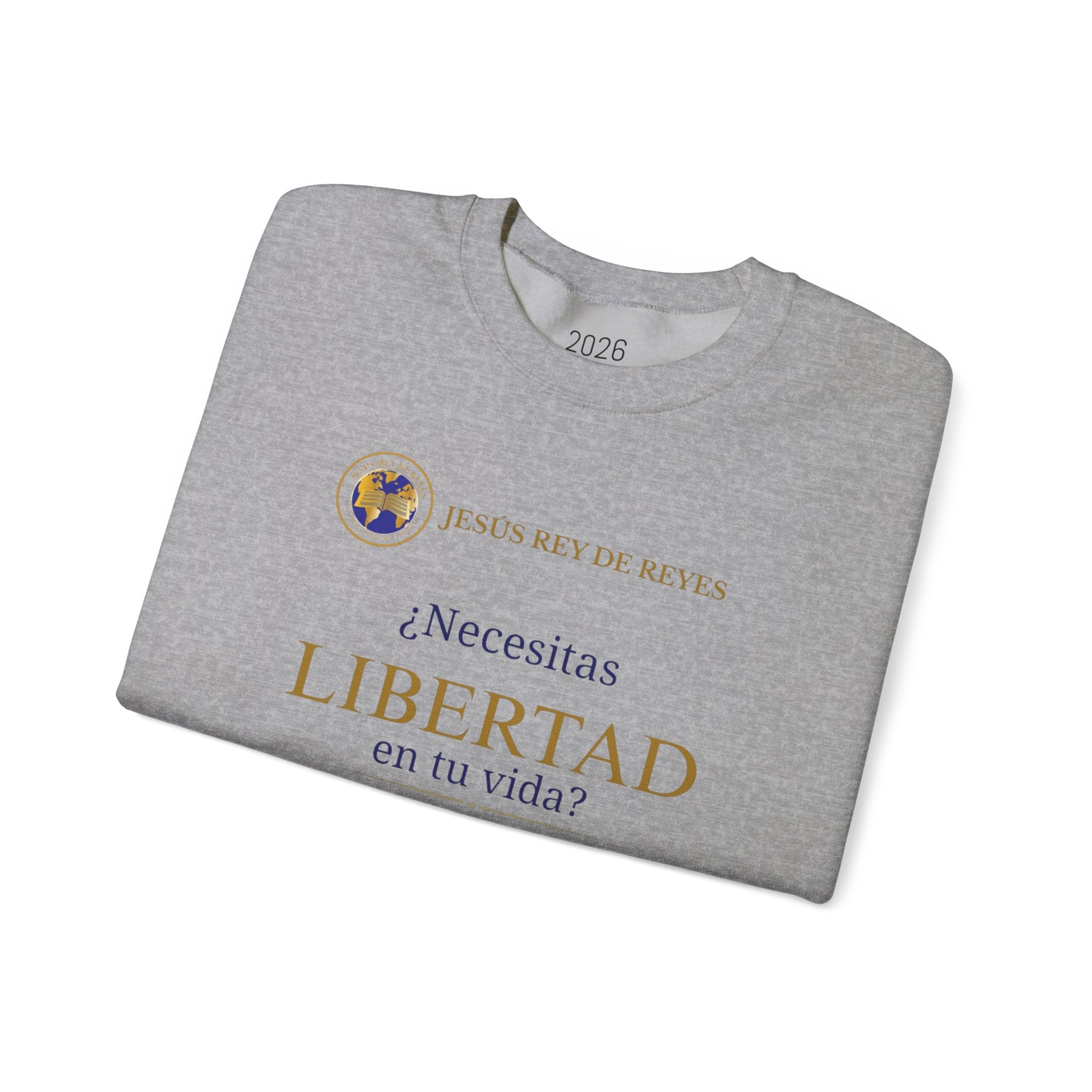 Christian Jesus Is Lord Crewneck Sweatshirt — "¿Necesitas Libertad / Liberación?" Spiritual Outreach Design