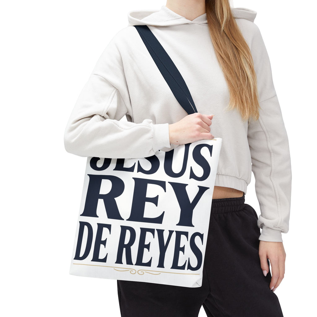 Jesus Rey De Reyes Tote Bag – Inspirational 'Jesus Heals' Christian Canvas Tote
