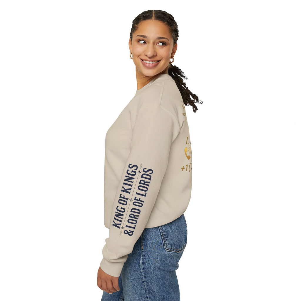 Christian Jesus Is Lord Crewneck Sweatshirt — "¿Necesitas Libertad / Liberación?" Spiritual Outreach Design