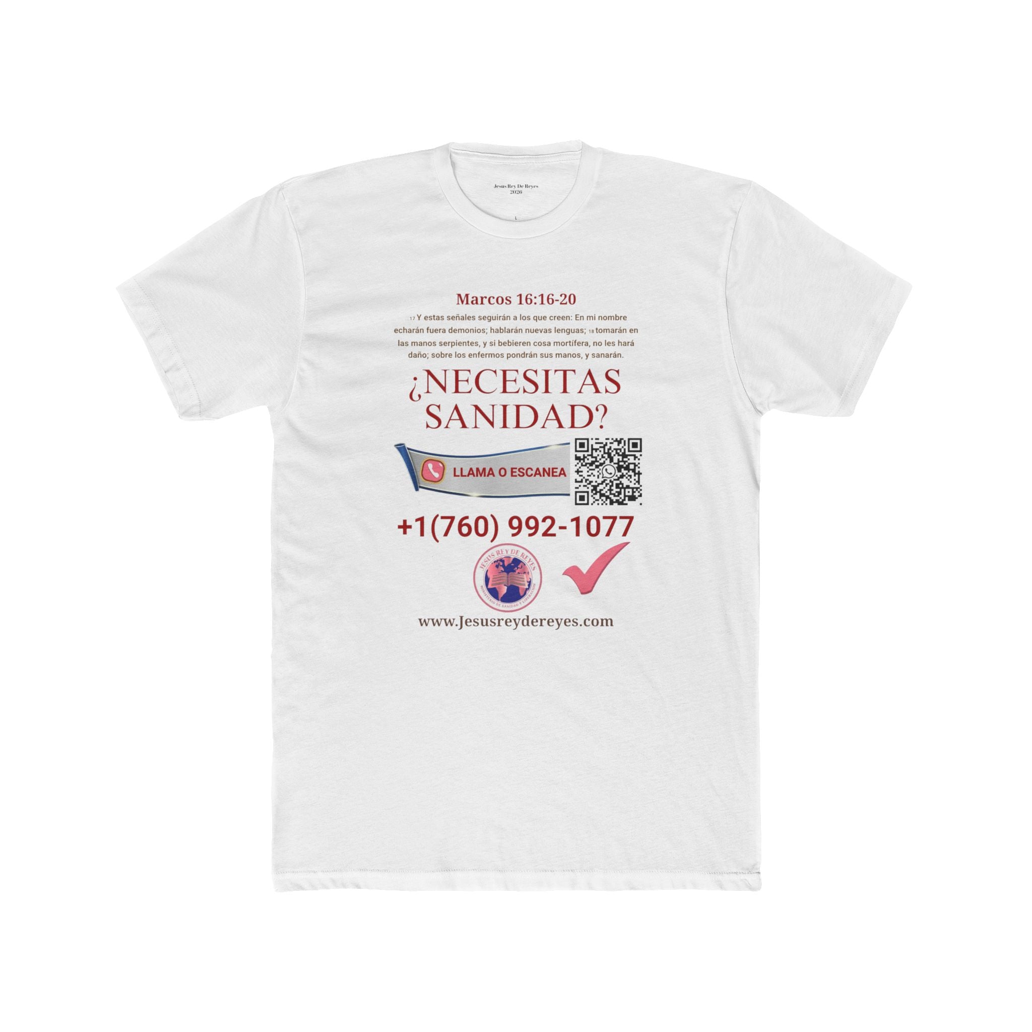 Religious Outreach Tee — "¿Necesitas Sanidad? / Liberación?" Contact Info Shirt