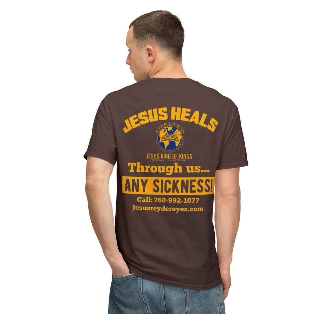 Jesus Heals T-Shirt — 'Through Us... Any Sickness!' Faith Healing Tee