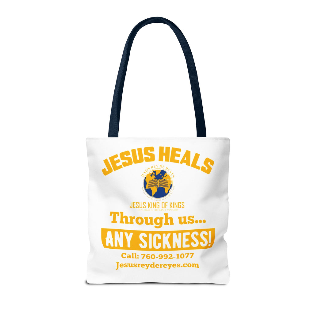 Jesus Rey De Reyes Tote Bag – Inspirational 'Jesus Heals' Christian Canvas Tote