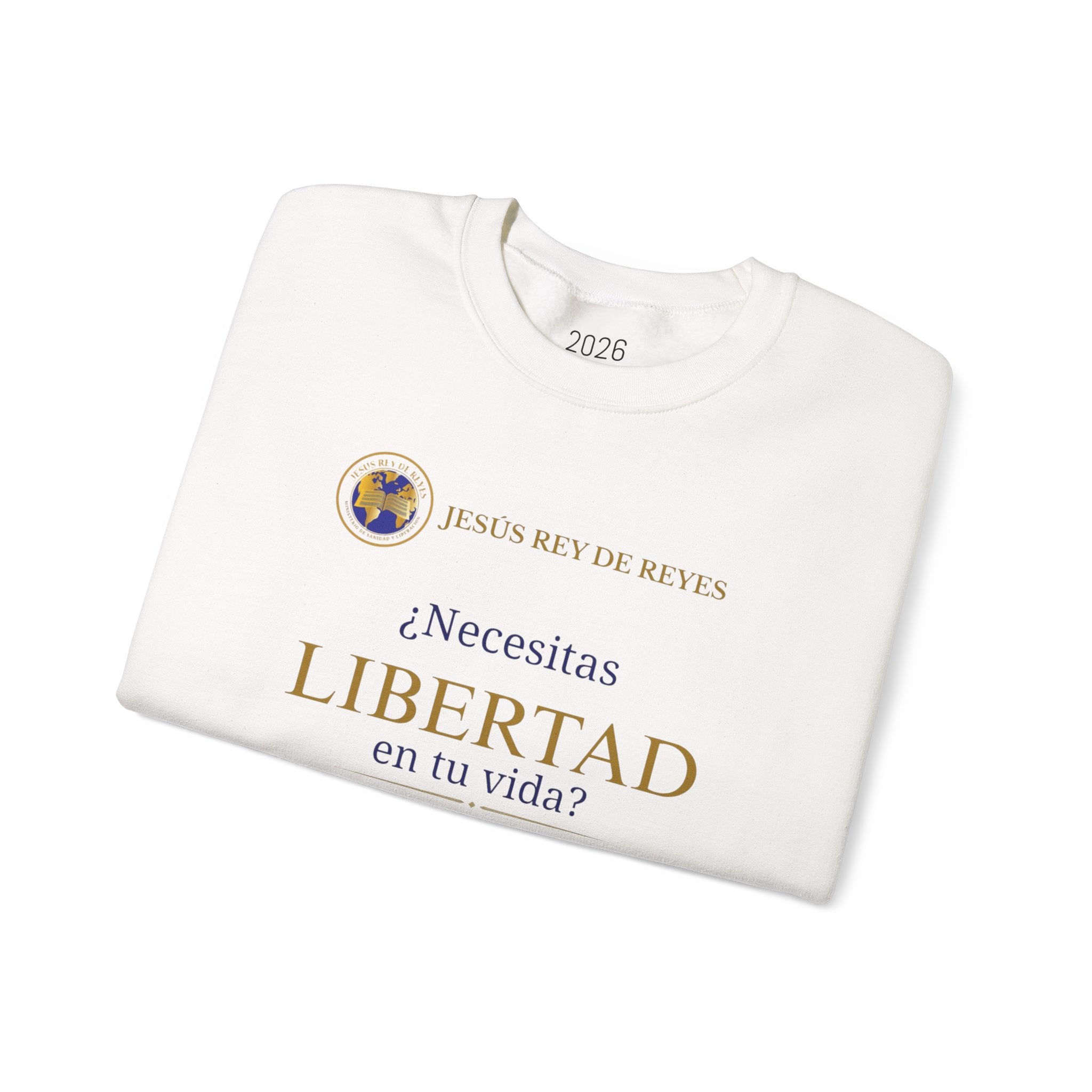 Christian Jesus Is Lord Crewneck Sweatshirt — "¿Necesitas Libertad / Liberación?" Spiritual Outreach Design
