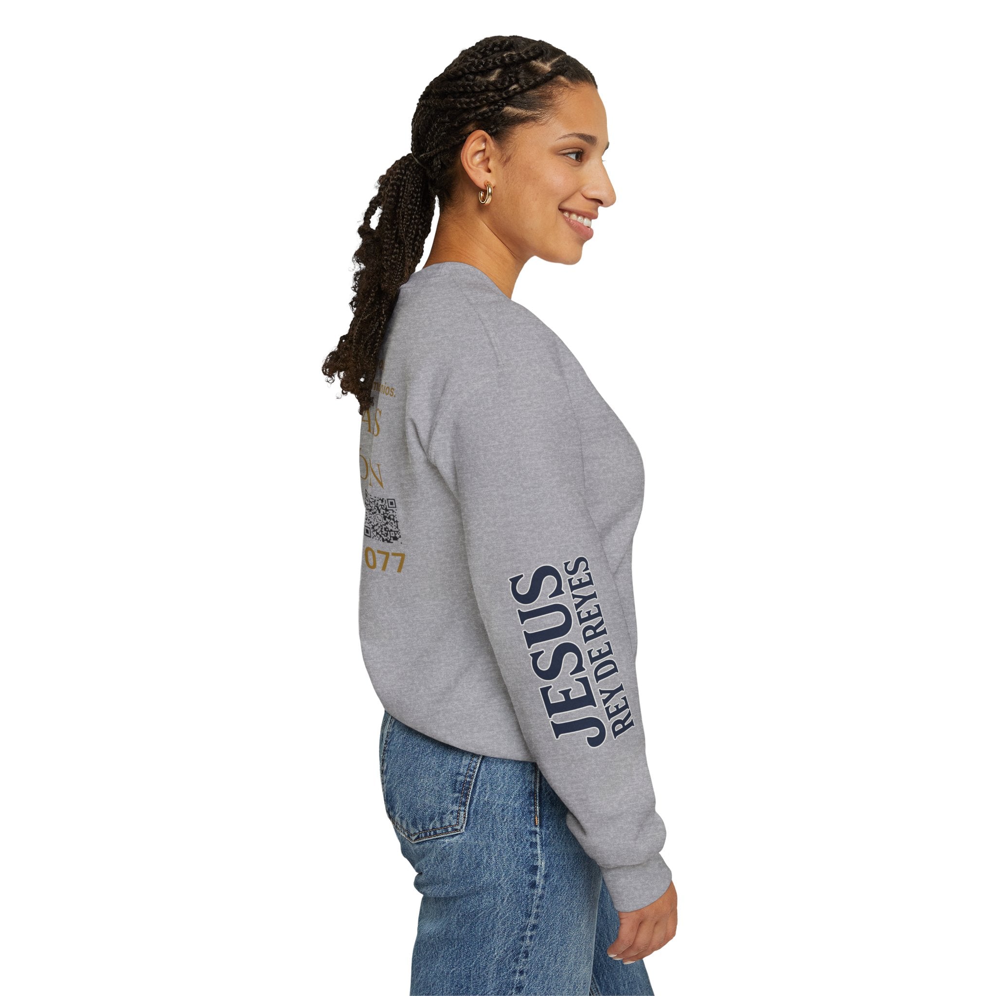 Christian Jesus Is Lord Crewneck Sweatshirt — "¿Necesitas Libertad / Liberación?" Spiritual Outreach Design