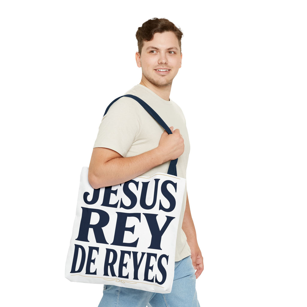 Jesus Rey De Reyes Tote Bag – Inspirational 'Jesus Heals' Christian Canvas Tote