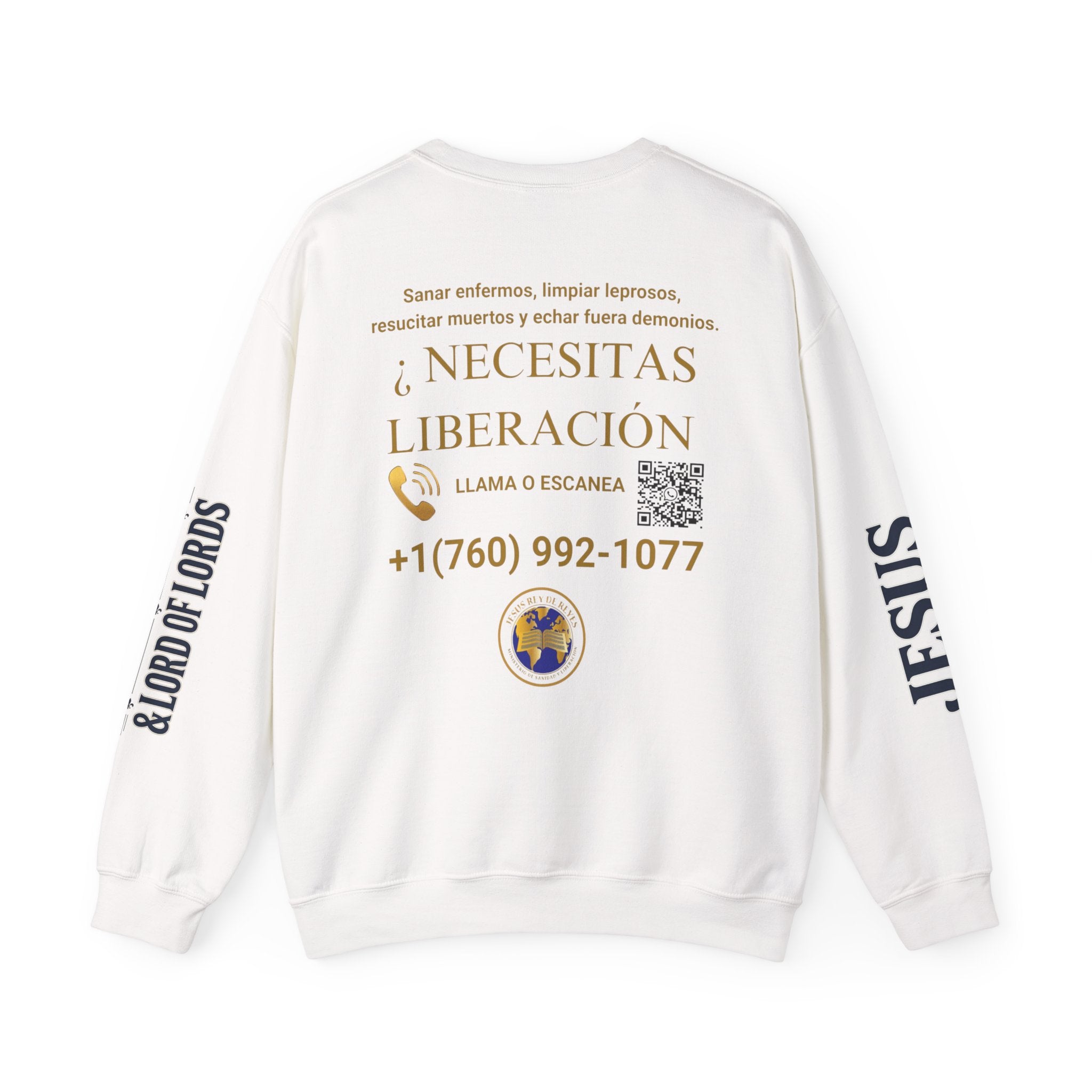 Christian Jesus Is Lord Crewneck Sweatshirt — "¿Necesitas Libertad / Liberación?" Spiritual Outreach Design