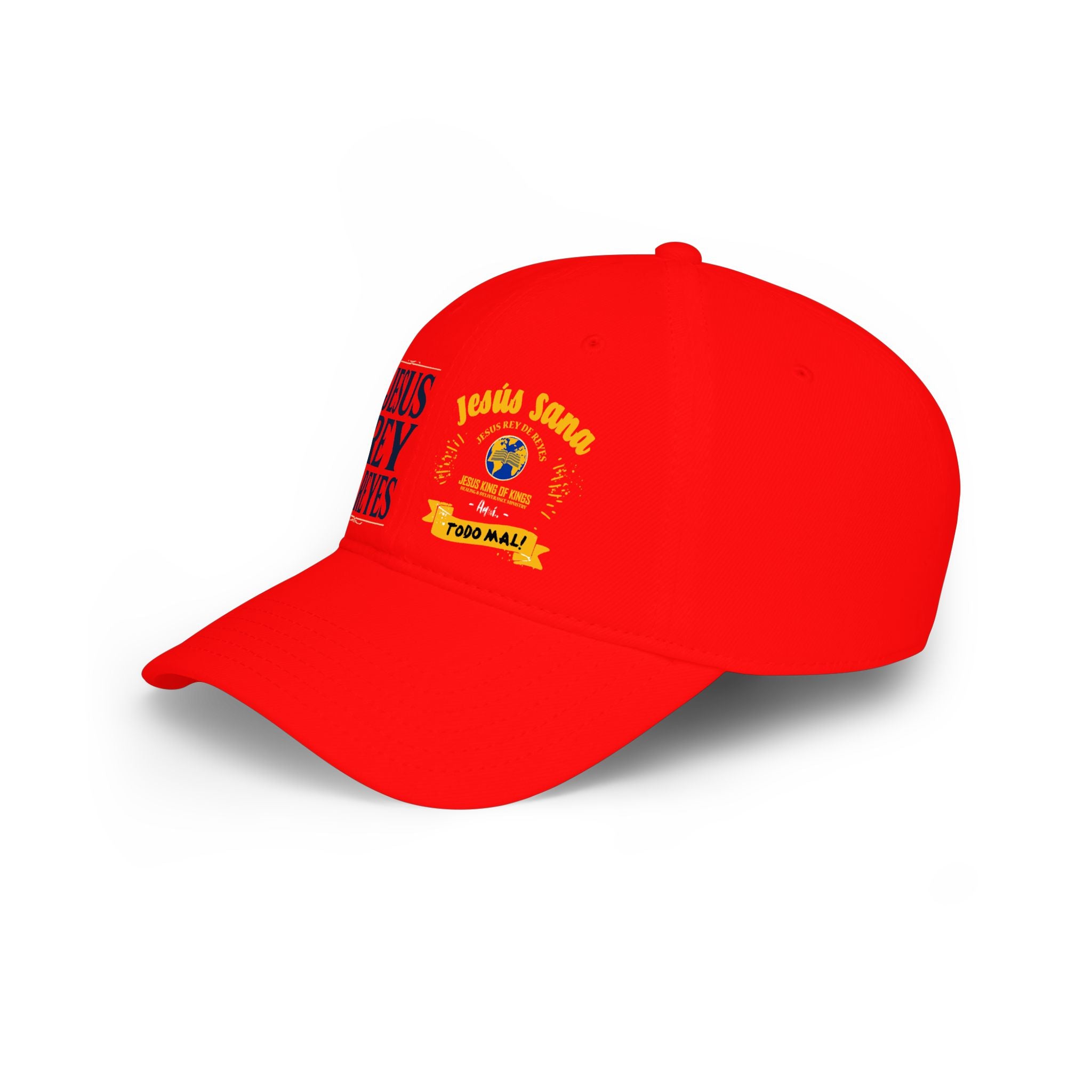 Religious Baseball Cap — “Jesús Rey de Reyes” Red Low Profile Hat