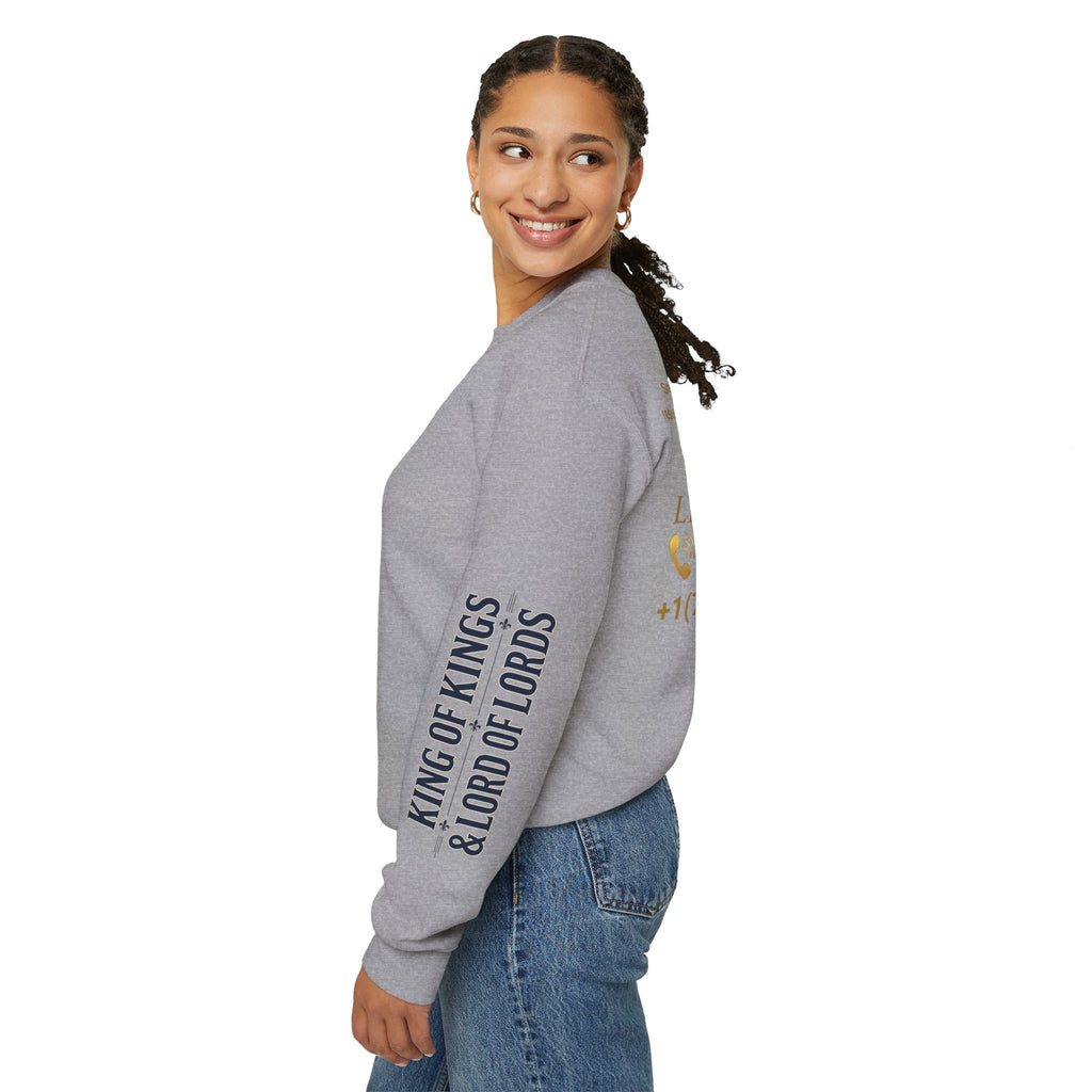 Christian Jesus Is Lord Crewneck Sweatshirt — "¿Necesitas Libertad / Liberación?" Spiritual Outreach Design