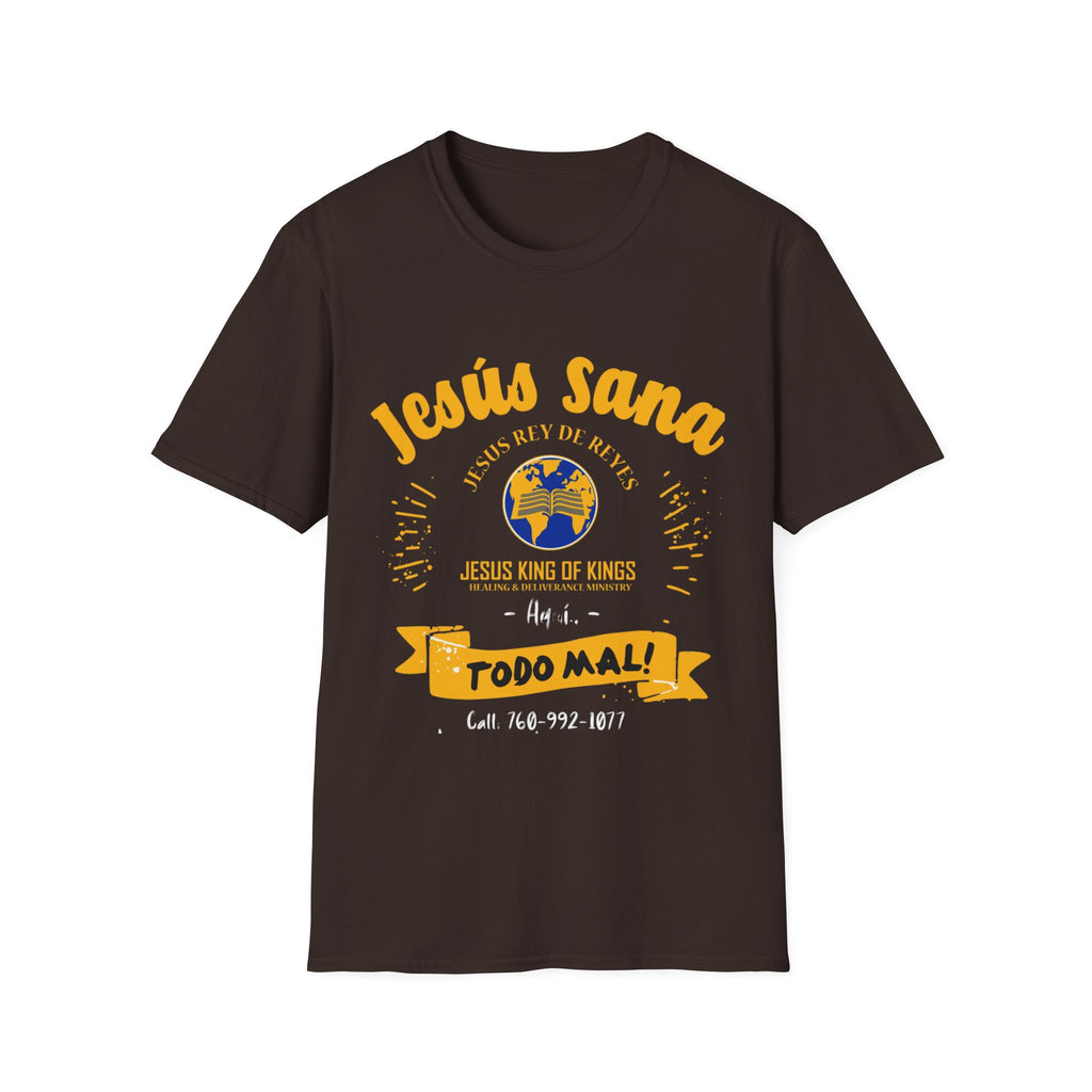 Jesús Sana Todo Mal T-Shirt — Spanish Christian Faith Tee (Jesus King of Kings)