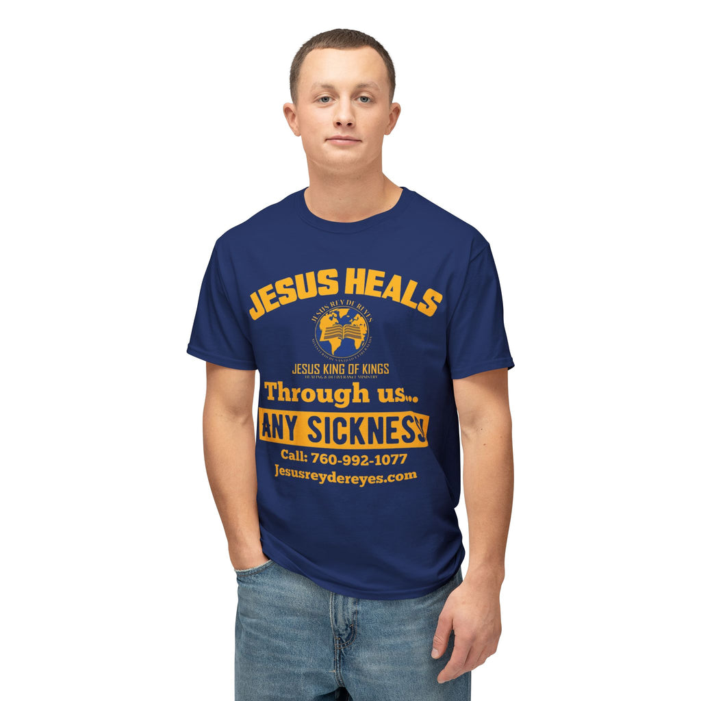 Jesus Heals T-Shirt — 'Through Us... Any Sickness!' Faith Healing Tee