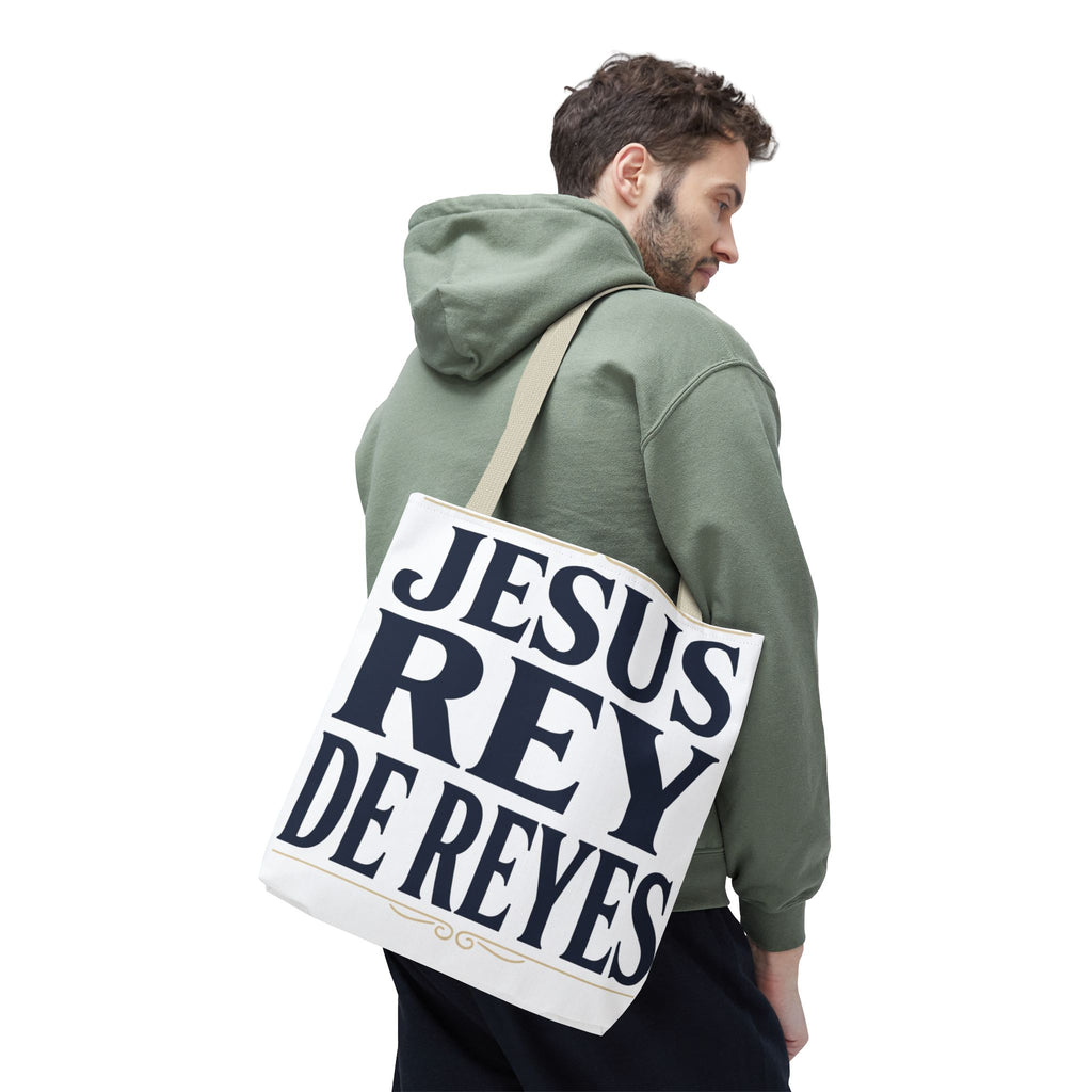 Jesus Rey De Reyes Tote Bag – Inspirational 'Jesus Heals' Christian Canvas Tote
