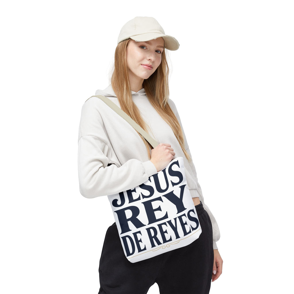 Jesus Rey De Reyes Tote Bag – Inspirational 'Jesus Heals' Christian Canvas Tote