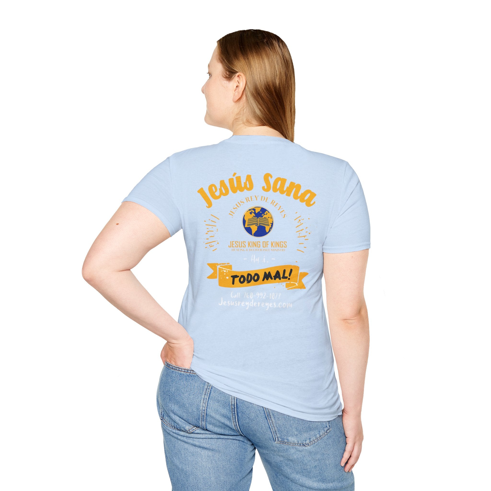 Jesús Sana Todo Mal T-Shirt — Spanish Christian Faith Tee (Jesus King of Kings)