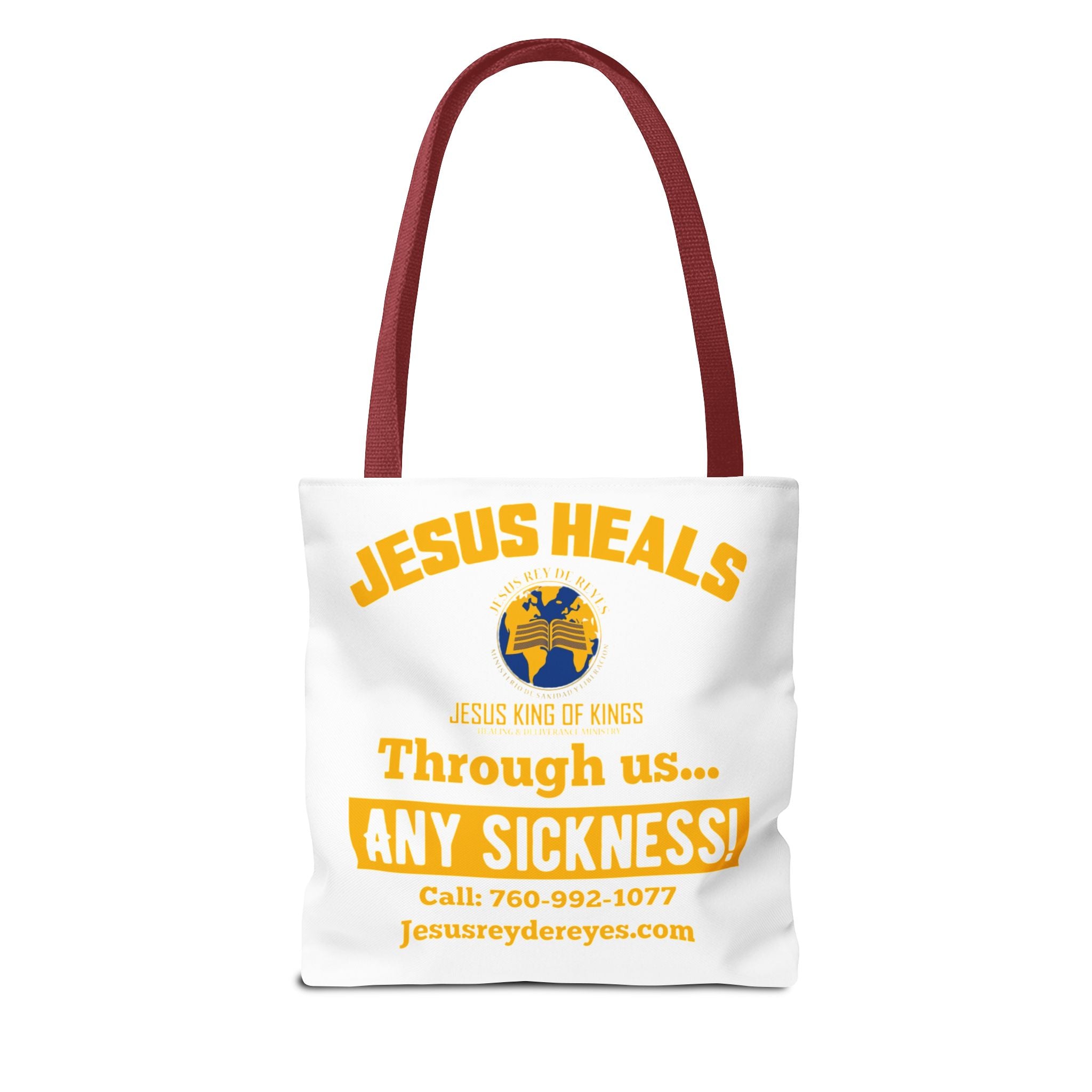 Jesus Rey De Reyes Tote Bag – Inspirational 'Jesus Heals' Christian Canvas Tote