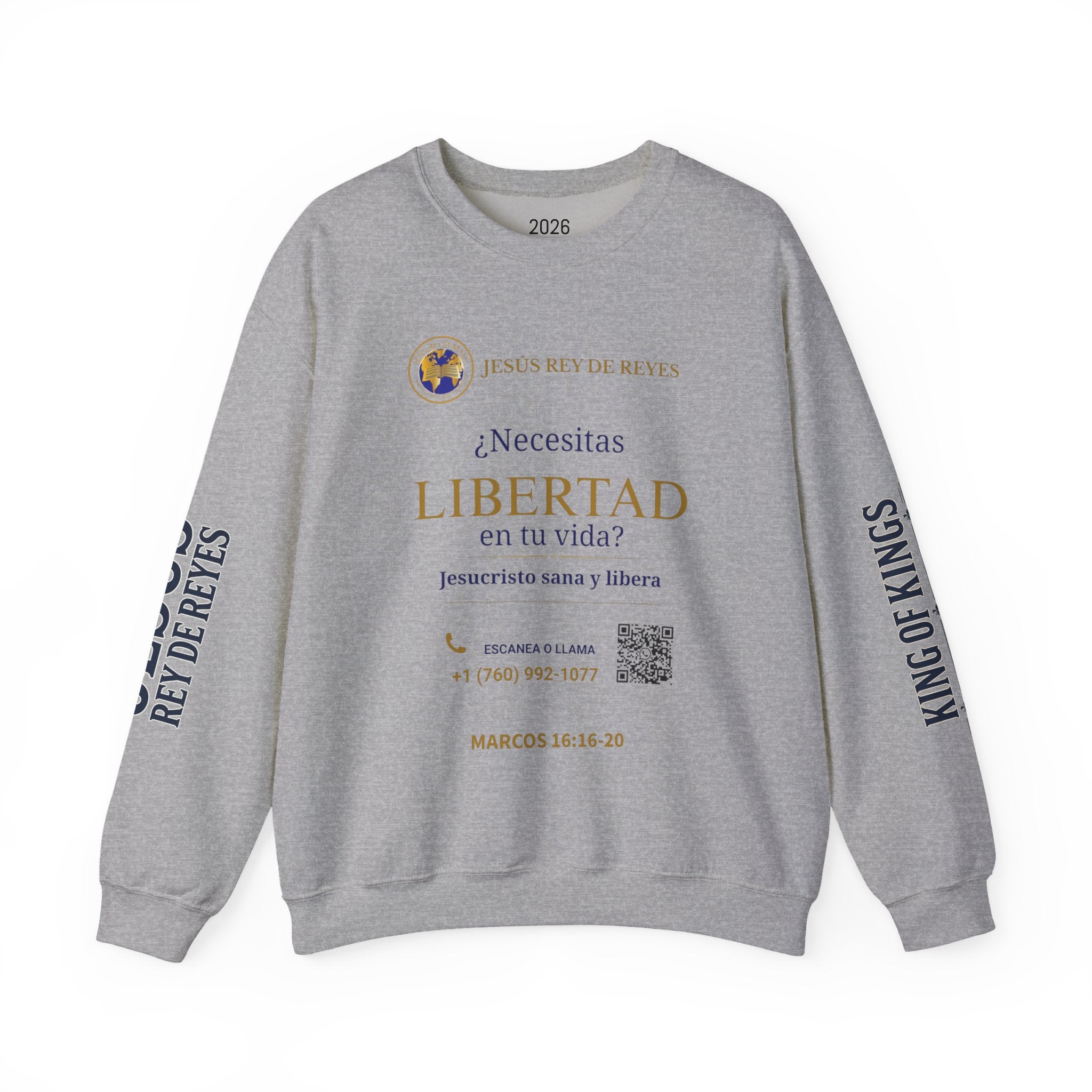 Christian Jesus Is Lord Crewneck Sweatshirt — "¿Necesitas Libertad / Liberación?" Spiritual Outreach Design