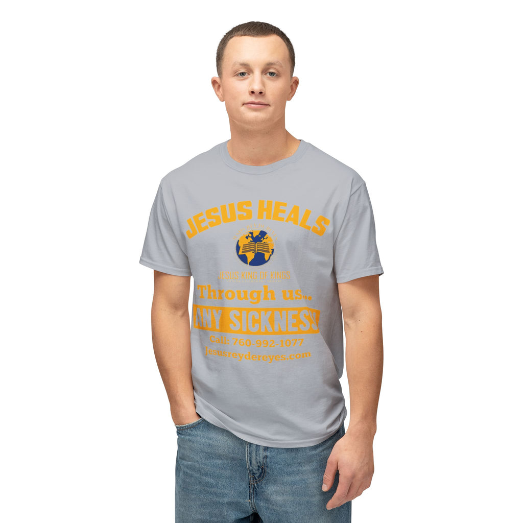 Jesus Heals T-Shirt — 'Through Us... Any Sickness!' Faith Healing Tee