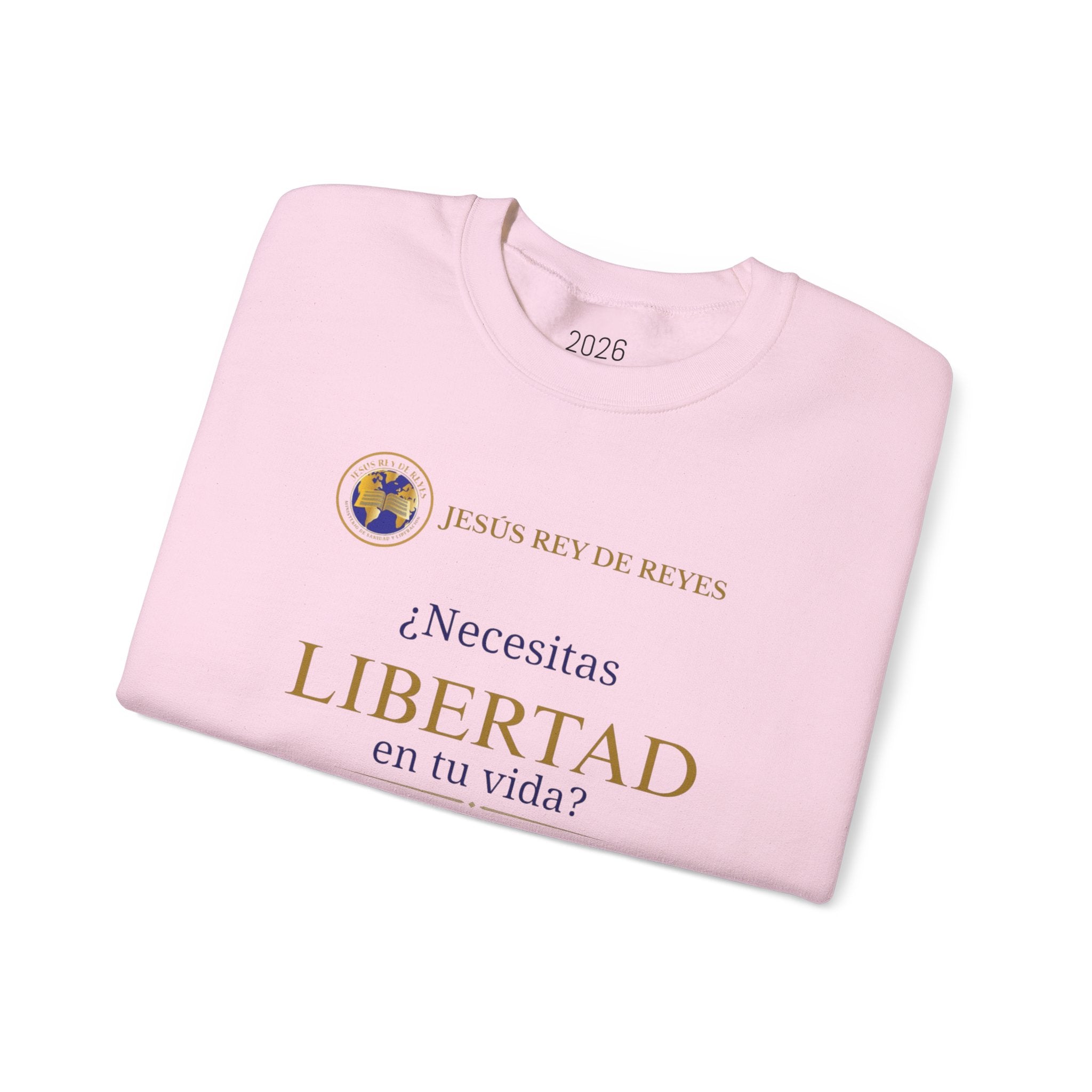Christian Jesus Is Lord Crewneck Sweatshirt — "¿Necesitas Libertad / Liberación?" Spiritual Outreach Design