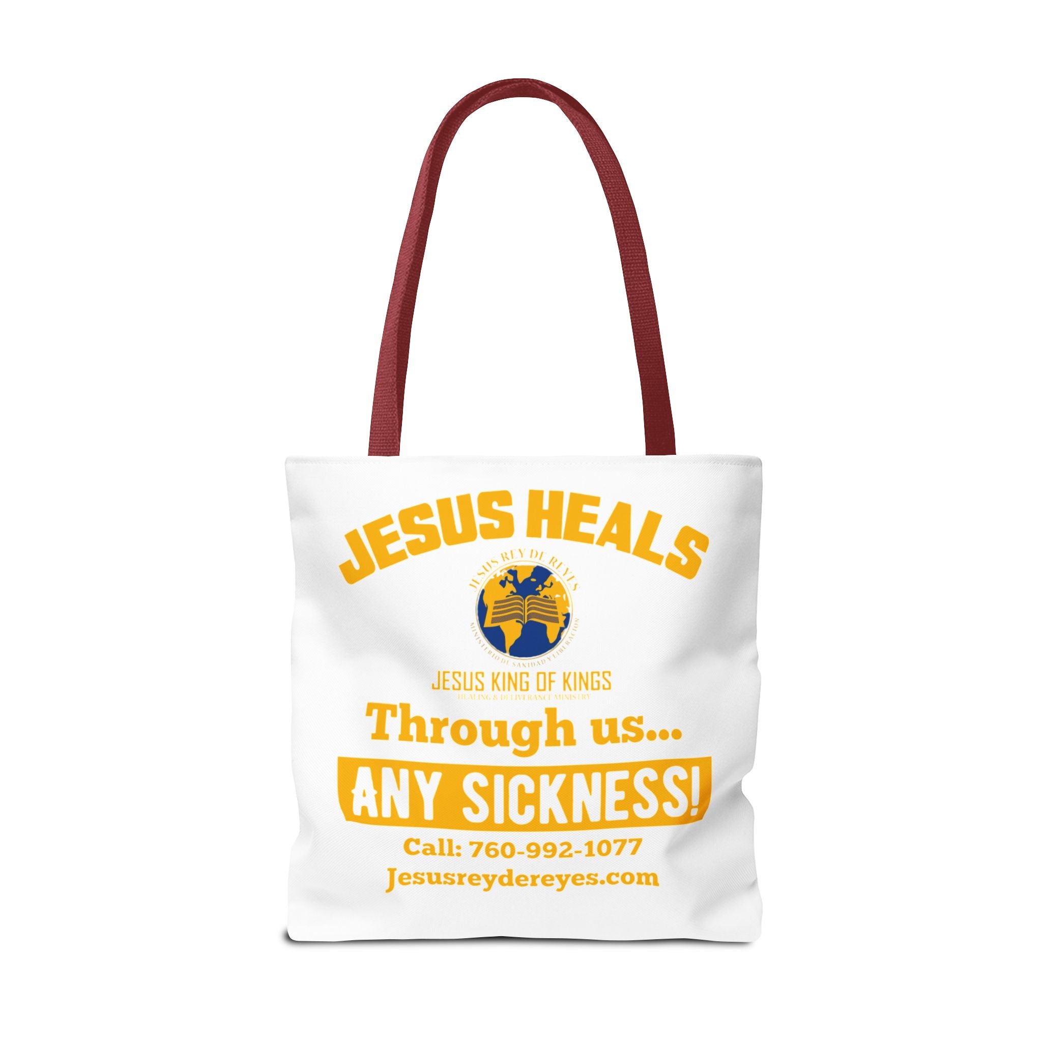 Jesus Rey De Reyes Tote Bag – Inspirational 'Jesus Heals' Christian Canvas Tote
