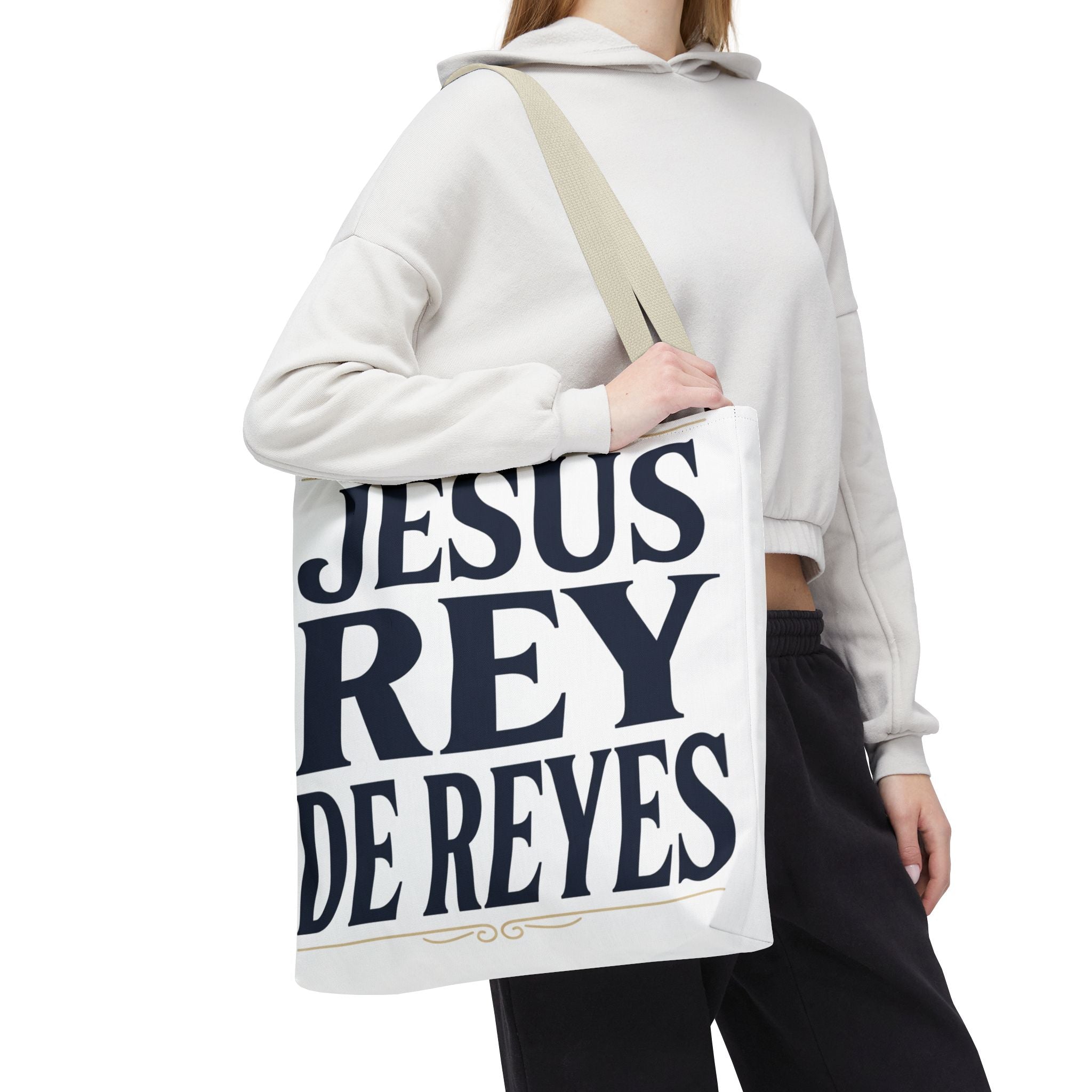 Jesus Rey De Reyes Tote Bag – Inspirational 'Jesus Heals' Christian Canvas Tote