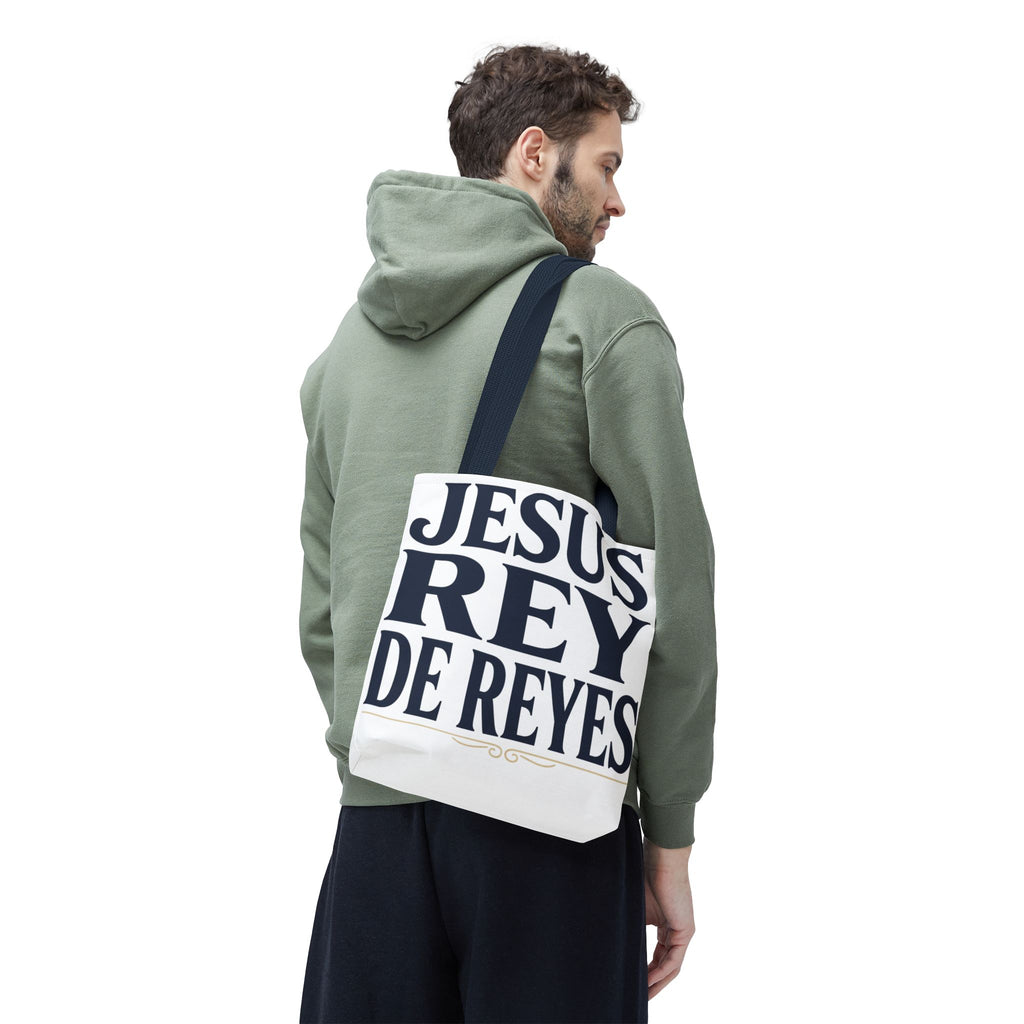 Jesus Rey De Reyes Tote Bag – Inspirational 'Jesus Heals' Christian Canvas Tote