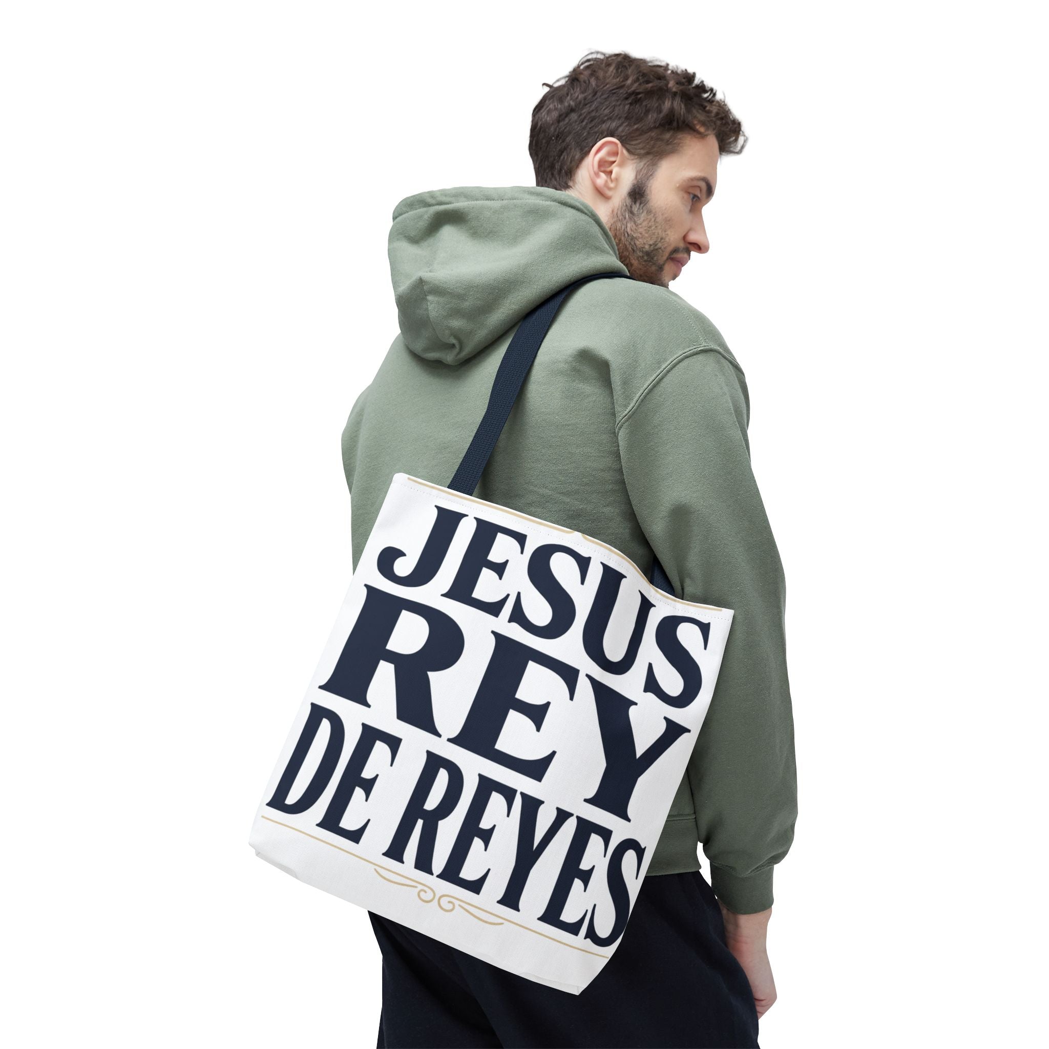 Jesus Rey De Reyes Tote Bag – Inspirational 'Jesus Heals' Christian Canvas Tote