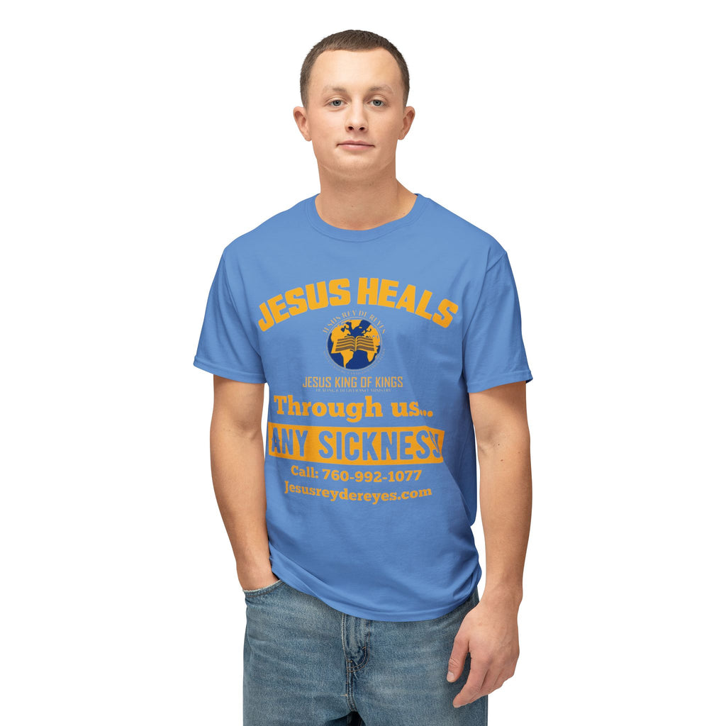 Jesus Heals T-Shirt — 'Through Us... Any Sickness!' Faith Healing Tee