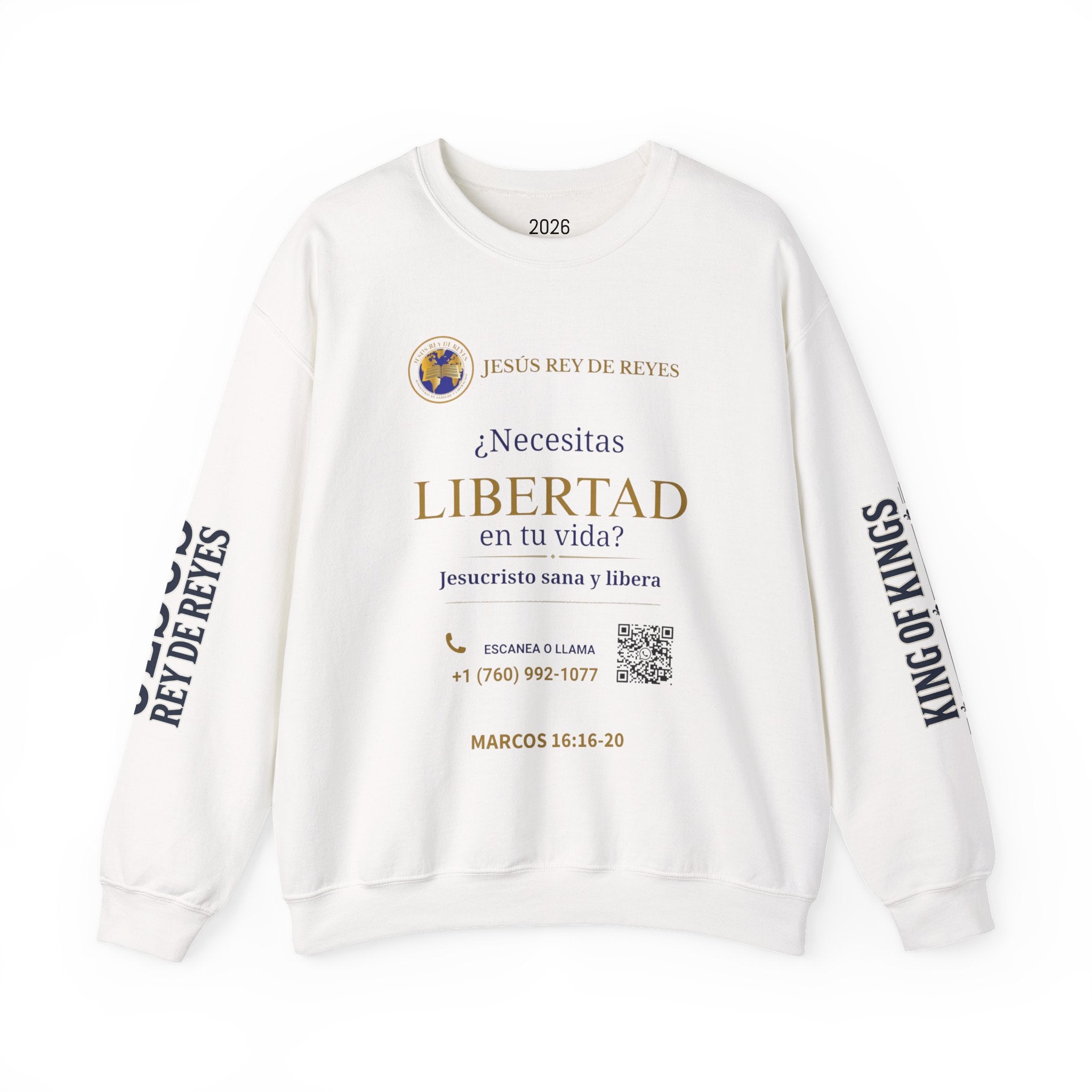 Christian Jesus Is Lord Crewneck Sweatshirt — "¿Necesitas Libertad / Liberación?" Spiritual Outreach Design
