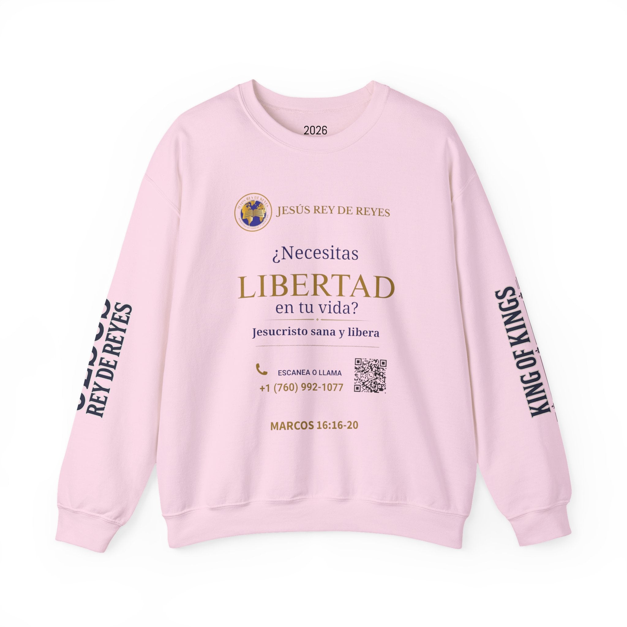 Christian Jesus Is Lord Crewneck Sweatshirt — "¿Necesitas Libertad / Liberación?" Spiritual Outreach Design