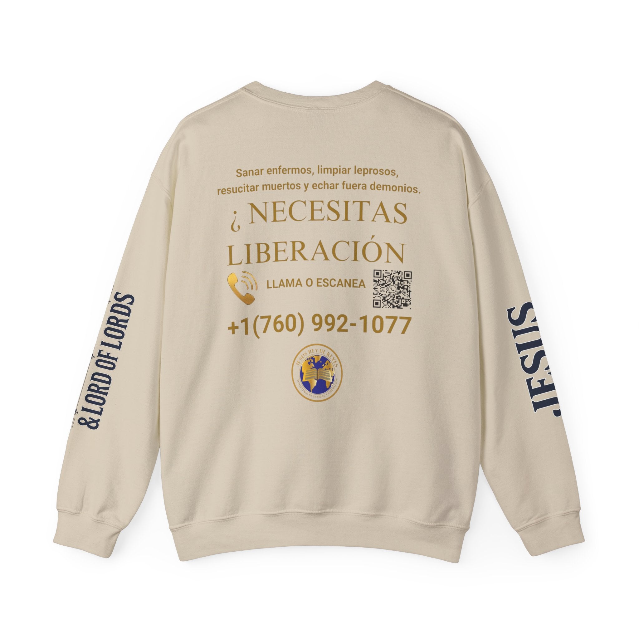 Christian Jesus Is Lord Crewneck Sweatshirt — "¿Necesitas Libertad / Liberación?" Spiritual Outreach Design