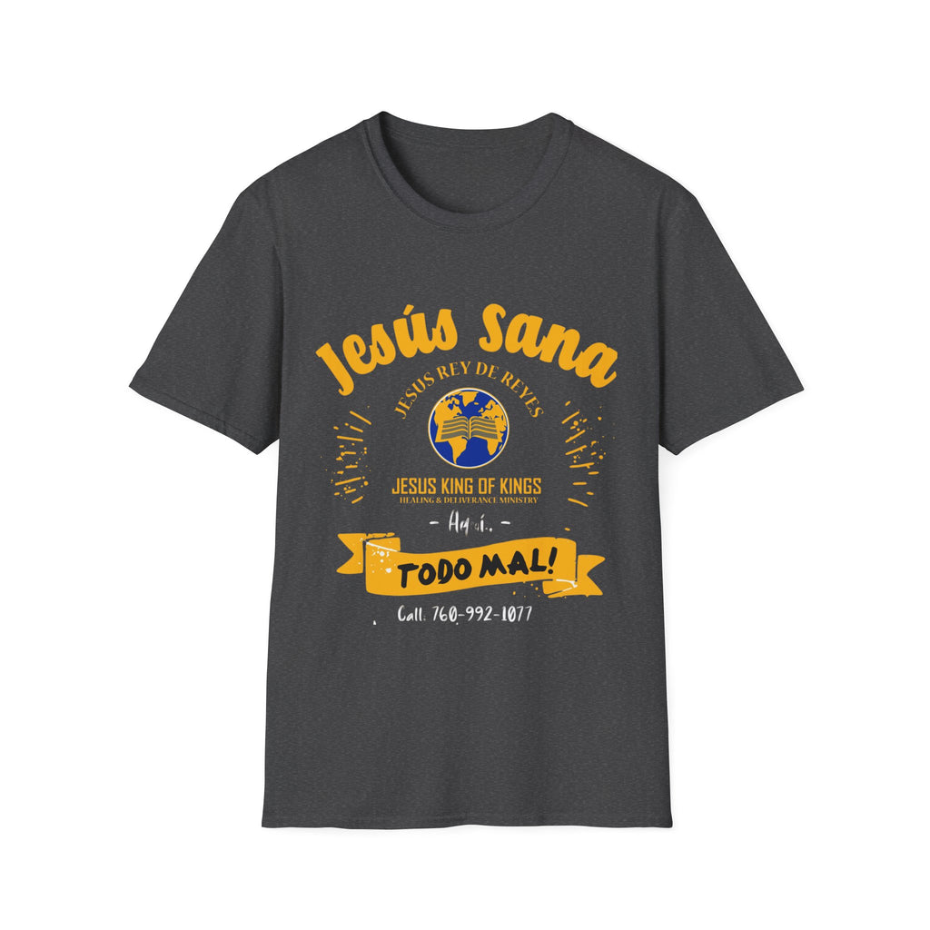 Jesús Sana Todo Mal T-Shirt — Spanish Christian Faith Tee (Jesus King of Kings)