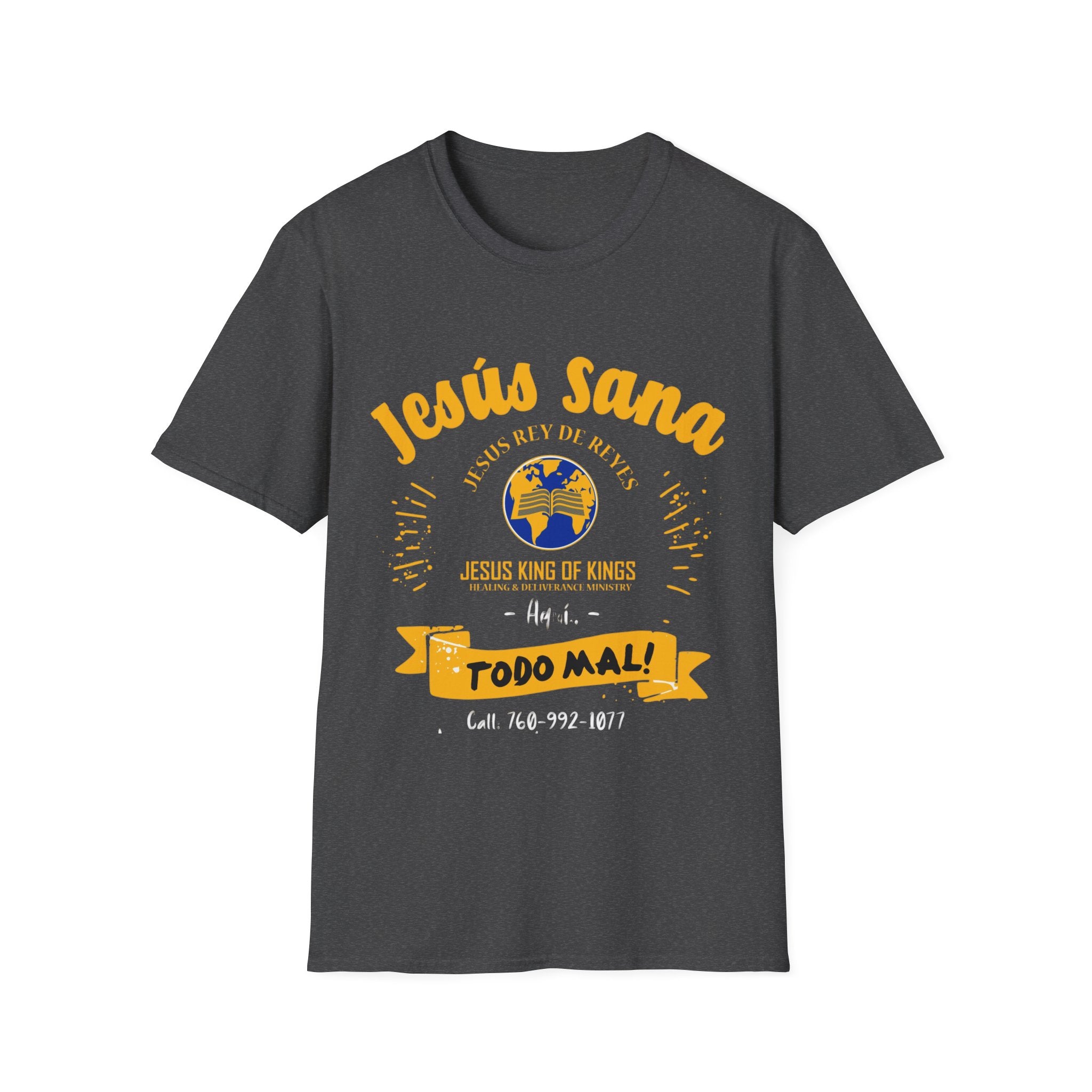 Jesús Sana Todo Mal T-Shirt — Spanish Christian Faith Tee (Jesus King of Kings)