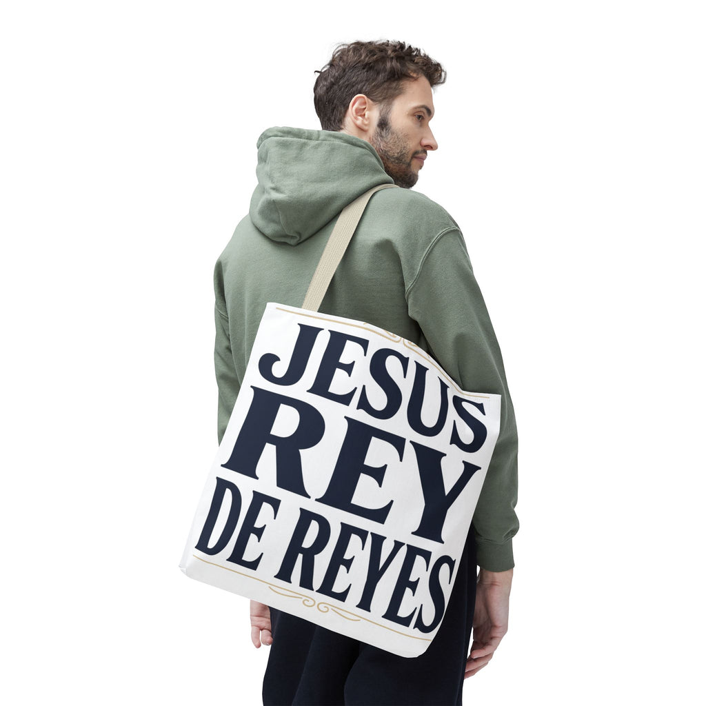 Jesus Rey De Reyes Tote Bag – Inspirational 'Jesus Heals' Christian Canvas Tote