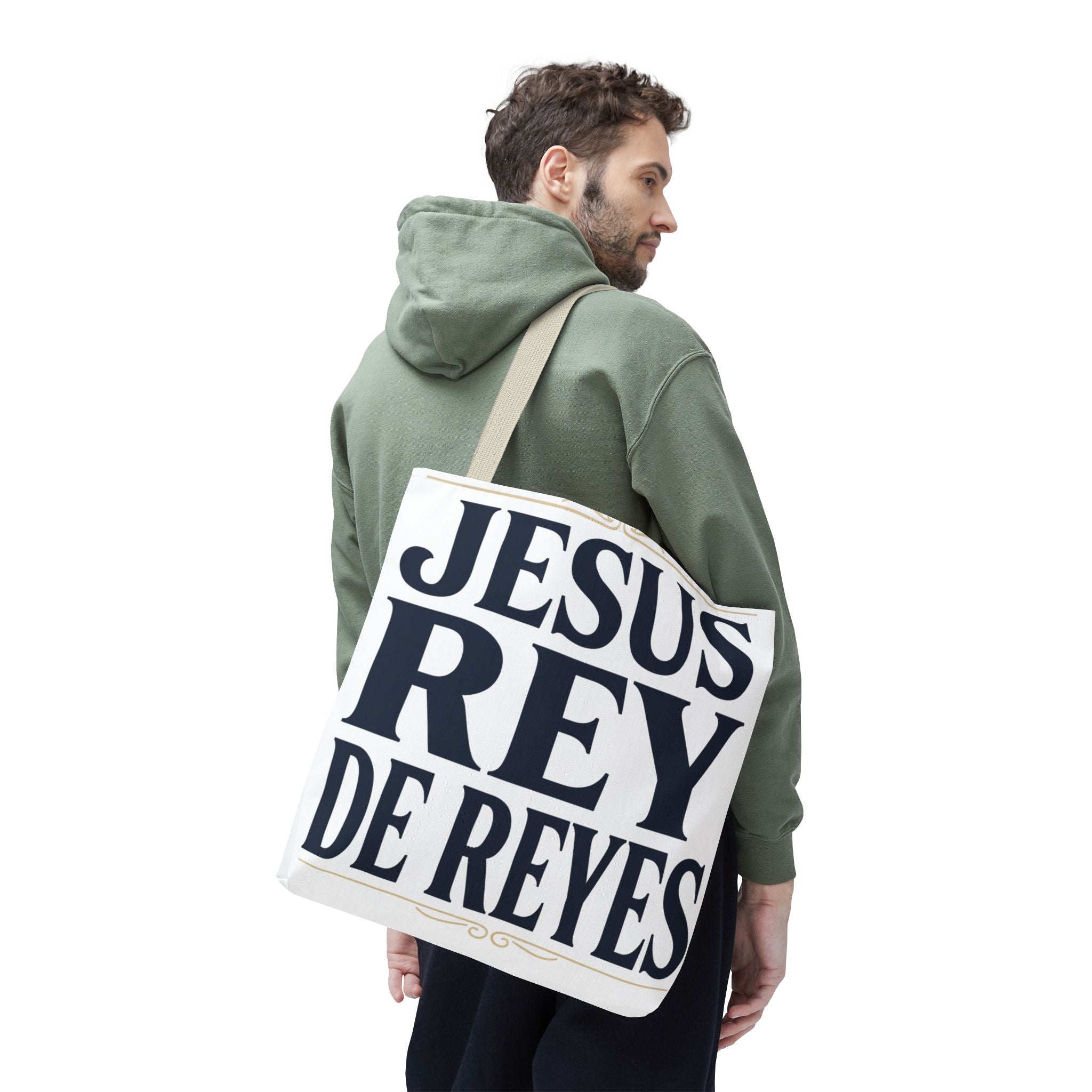 Jesus Rey De Reyes Tote Bag – Inspirational 'Jesus Heals' Christian Canvas Tote