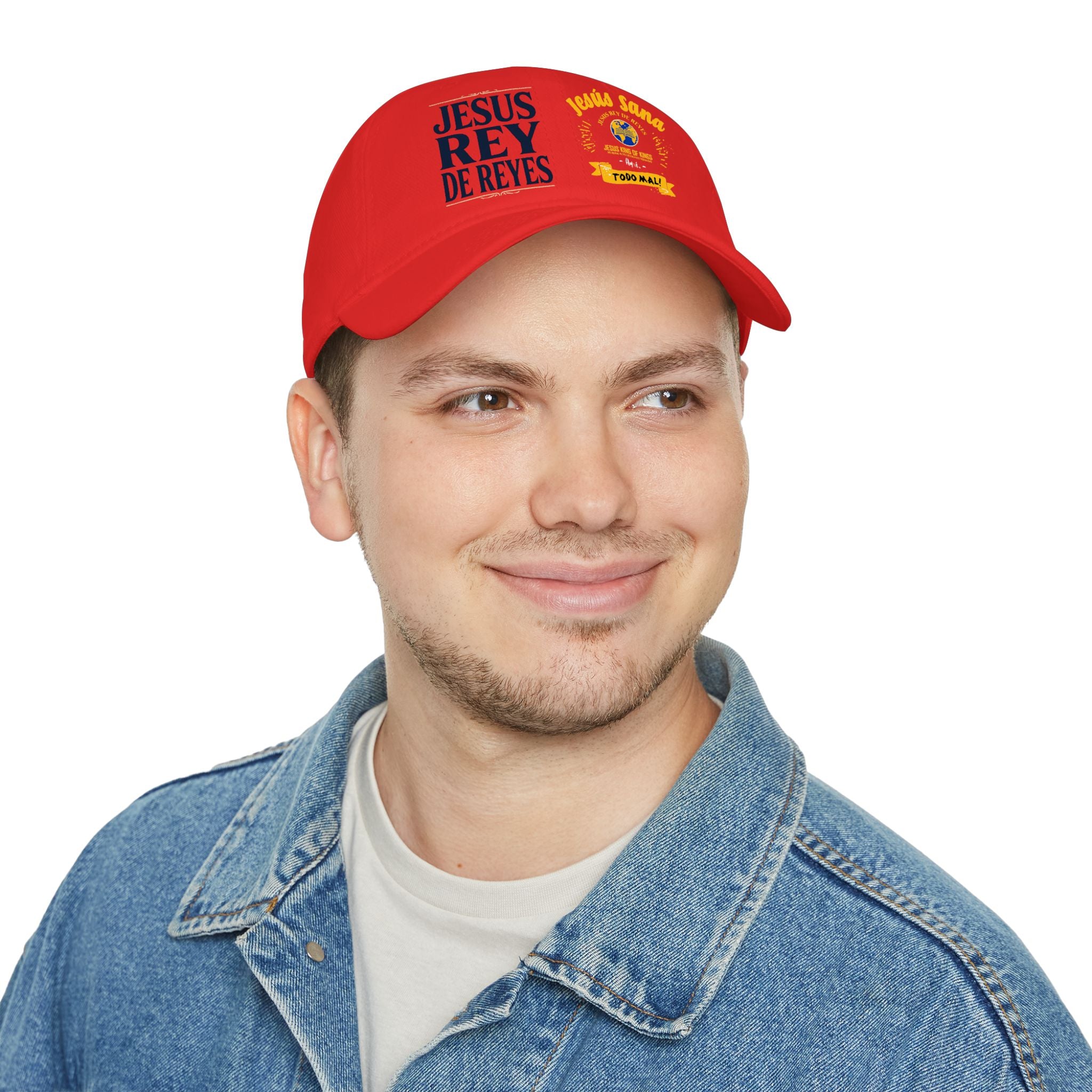 Religious Baseball Cap — “Jesús Rey de Reyes” Red Low Profile Hat
