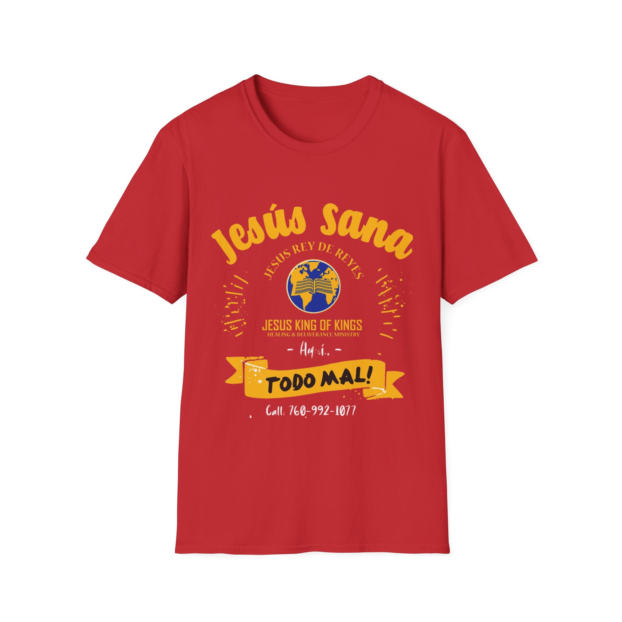 Jesús Sana Todo Mal T-Shirt — Spanish Christian Faith Tee (Jesus King of Kings)