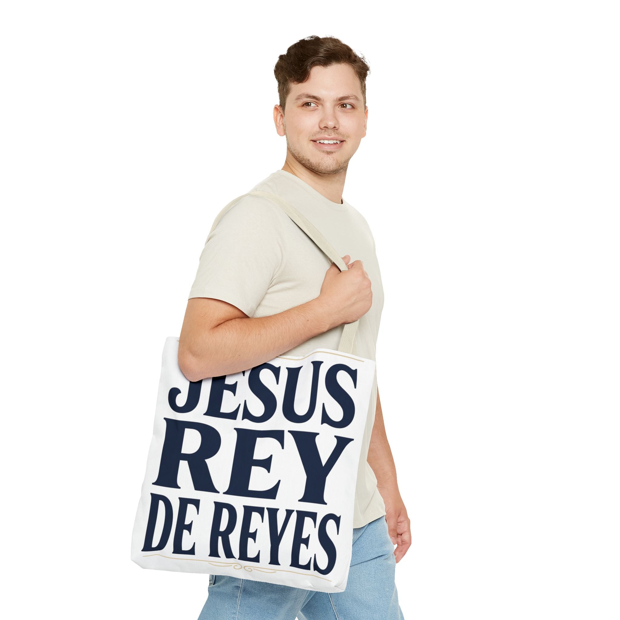 Jesus Rey De Reyes Tote Bag – Inspirational 'Jesus Heals' Christian Canvas Tote