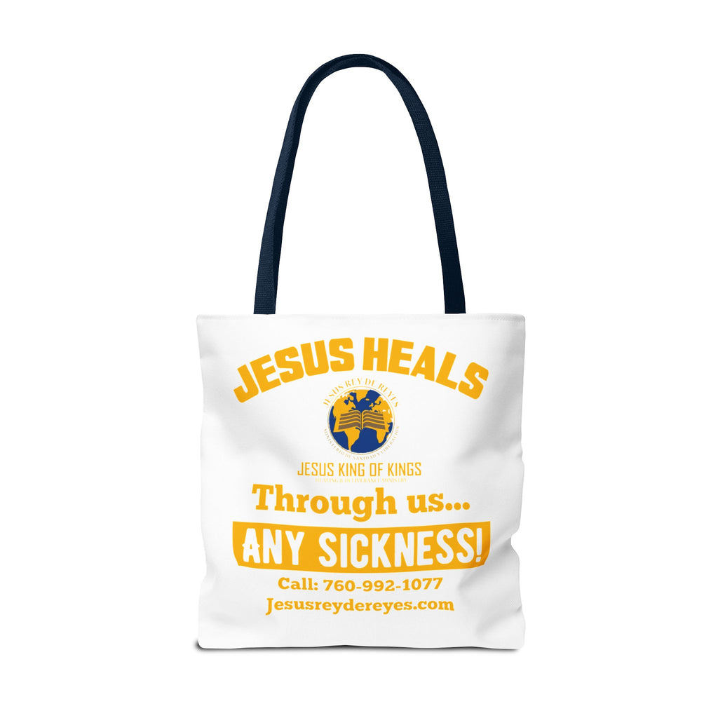 Jesus Rey De Reyes Tote Bag – Inspirational 'Jesus Heals' Christian Canvas Tote