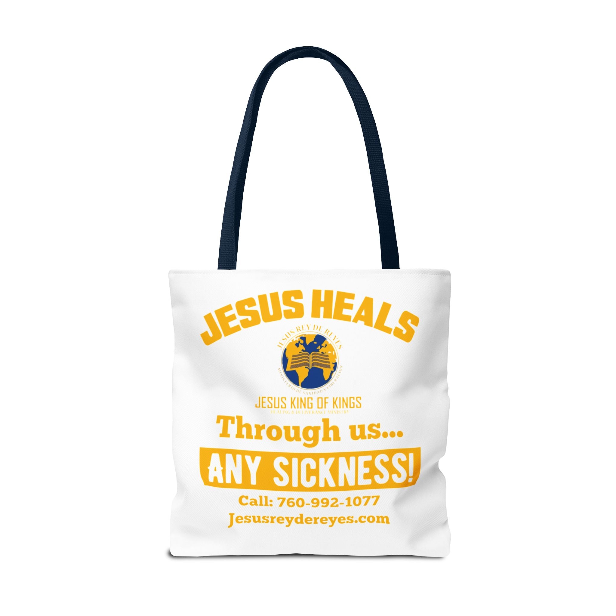 Jesus Rey De Reyes Tote Bag – Inspirational 'Jesus Heals' Christian Canvas Tote
