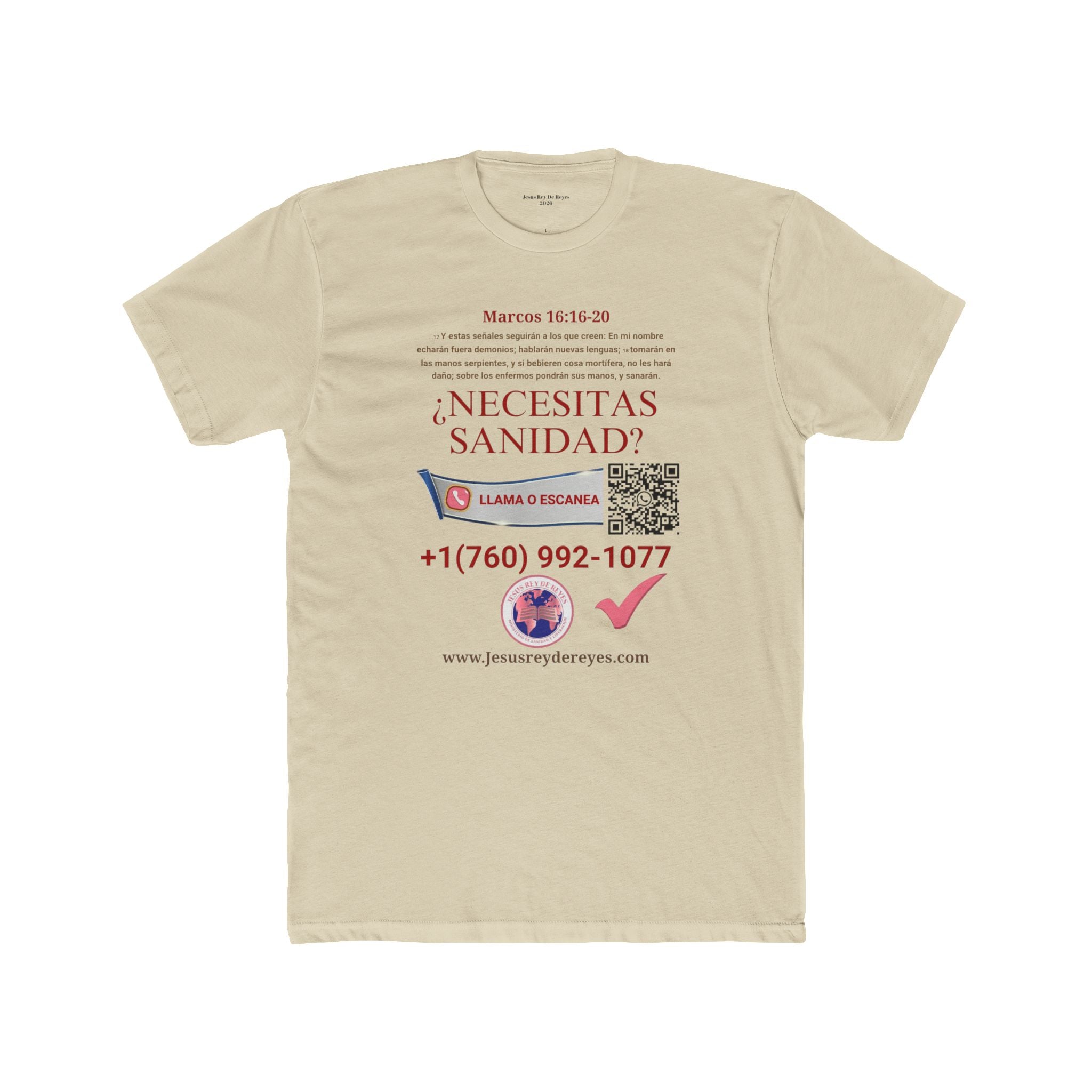 Religious Outreach Tee — "¿Necesitas Sanidad? / Liberación?" Contact Info Shirt