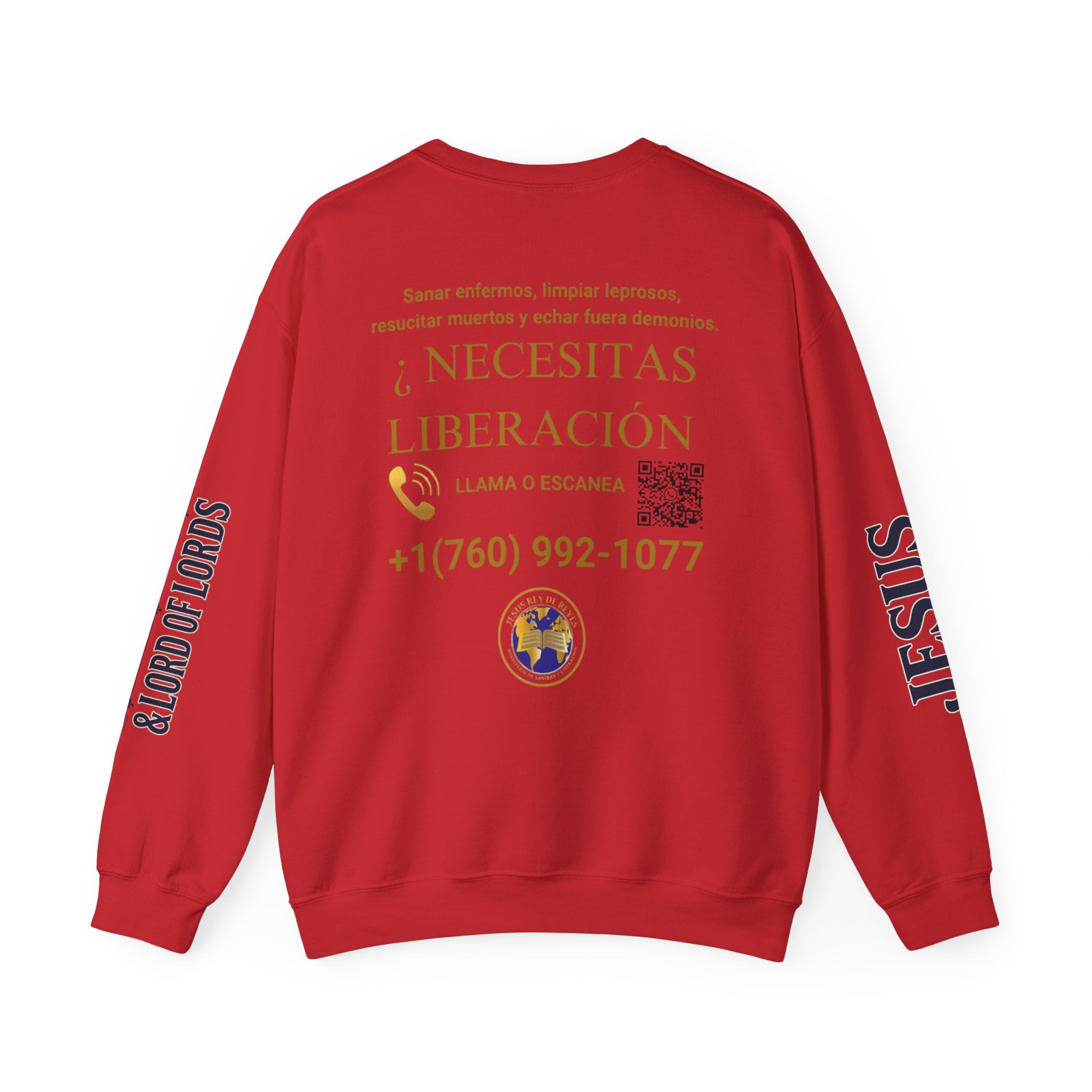 Christian Jesus Is Lord Crewneck Sweatshirt — "¿Necesitas Libertad / Liberación?" Spiritual Outreach Design