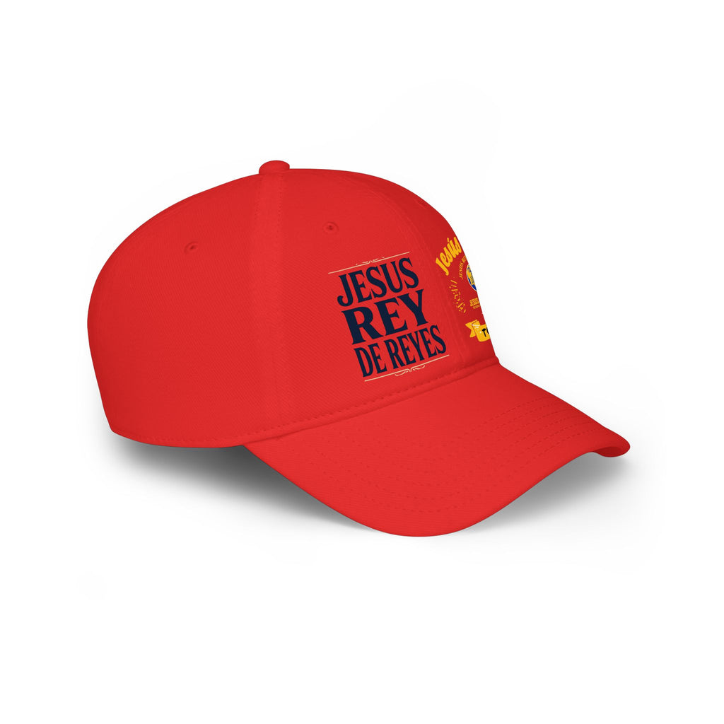 Religious Baseball Cap — “Jesús Rey de Reyes” Red Low Profile Hat