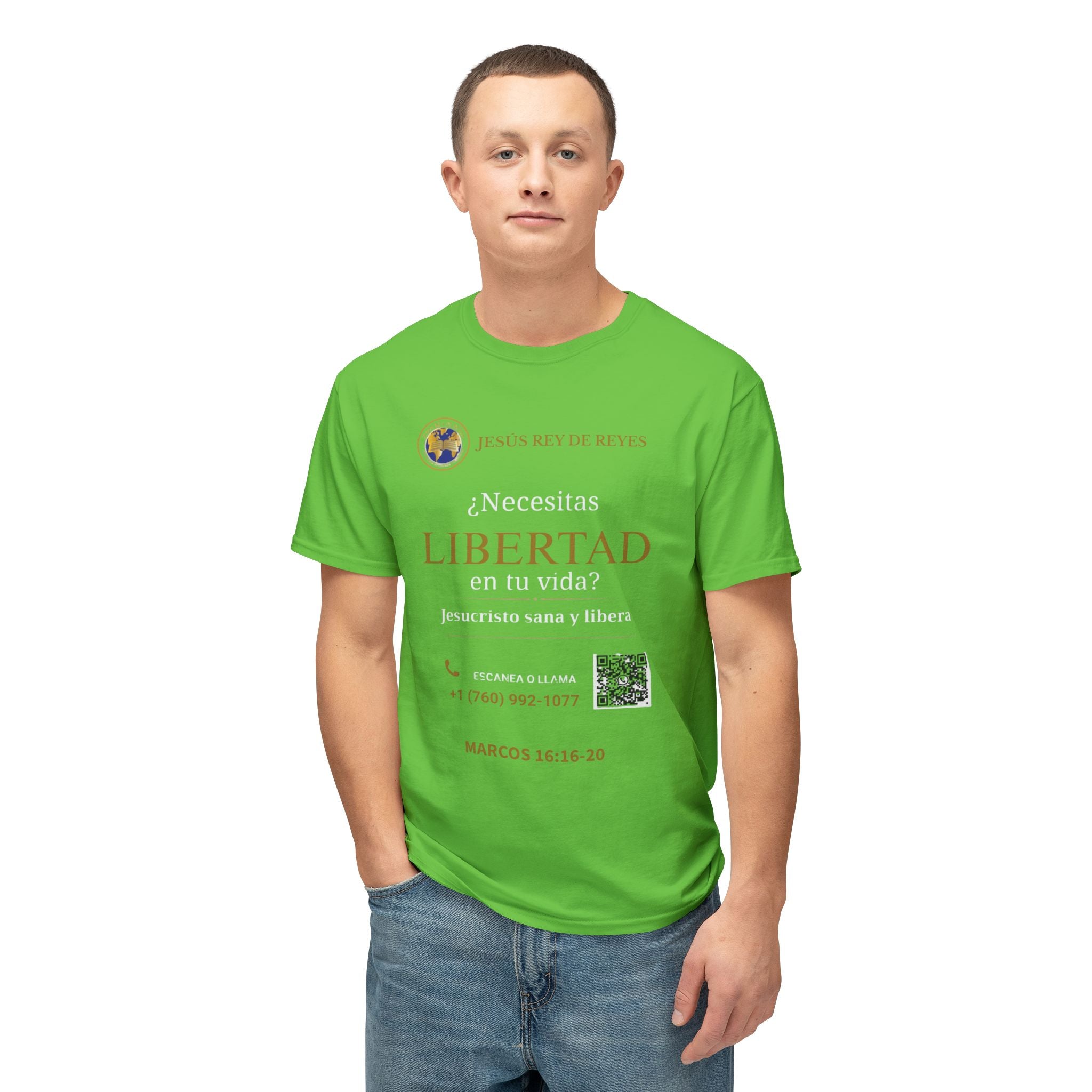 Jesus Cristo Sana Y Libera T-Shirt Para Evagenlizar — ¿Necesitas Libertad?/Necesitas Liberación (Spanish Faith Outreach)