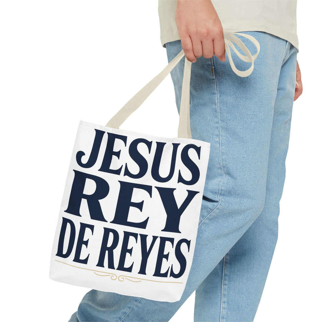 Jesus Rey De Reyes Tote Bag – Inspirational 'Jesus Heals' Christian Canvas Tote